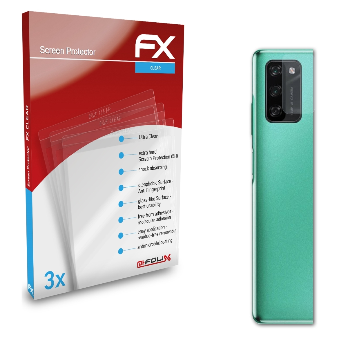 ATFOLIX 3x FX-Clear Displayschutz(für Blackview A100 Lens)
