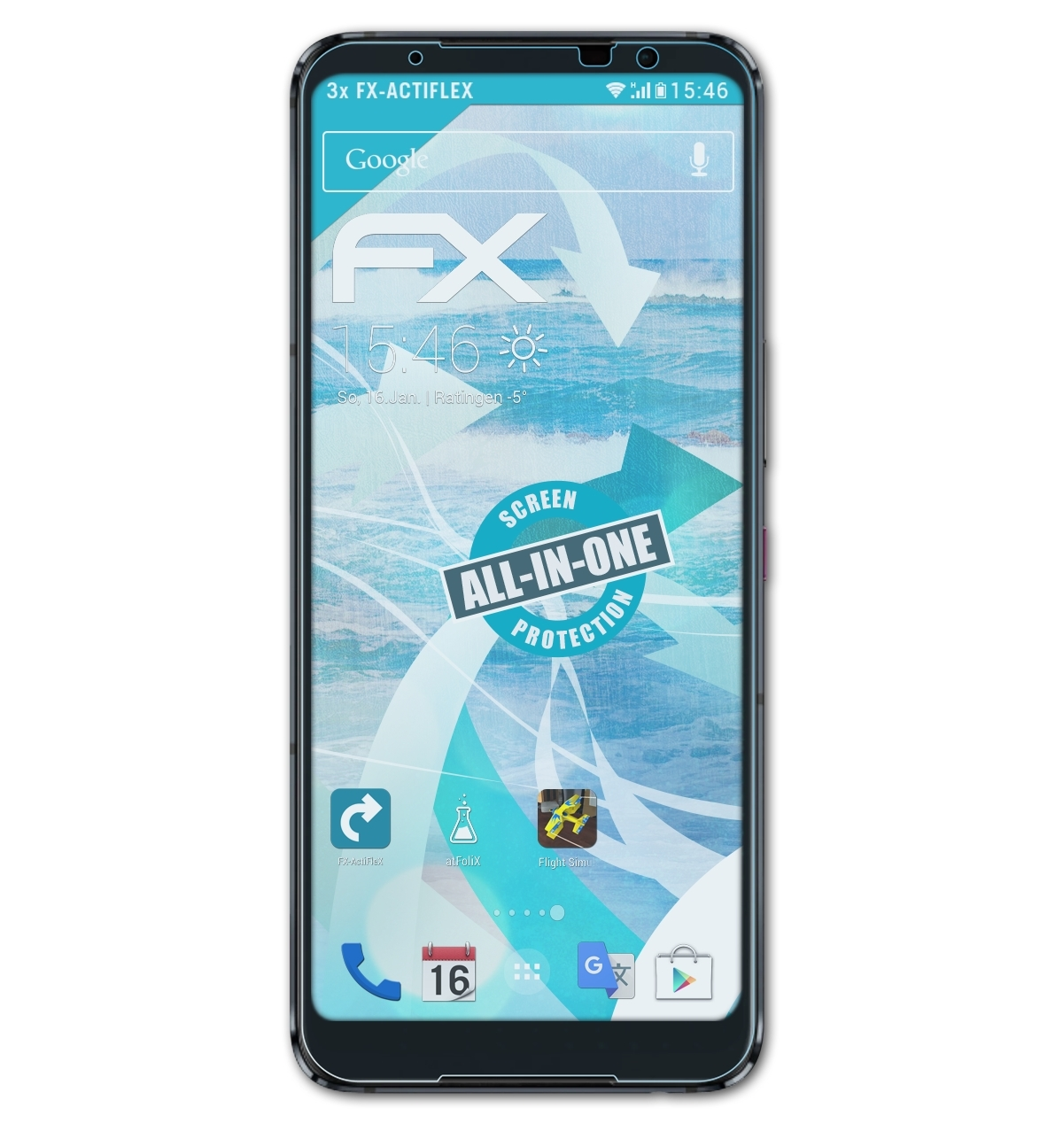 Displayschutz(für Asus Phone ROG FX-ActiFleX 5s) ATFOLIX 3x