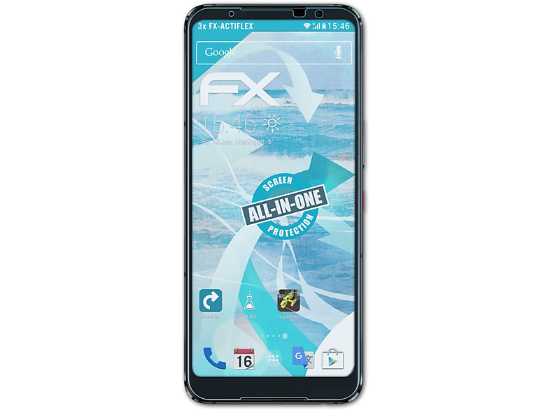 Displayschutz(für Asus Phone ROG FX-ActiFleX 5s) ATFOLIX 3x