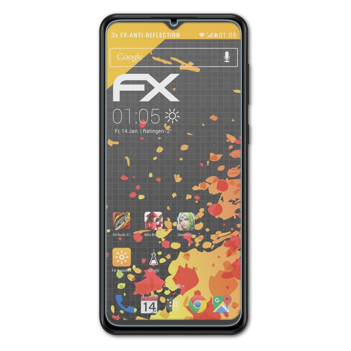 A02) 3x Galaxy FX-Antireflex Displayschutz(für Samsung ATFOLIX