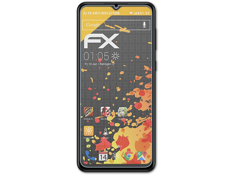 ATFOLIX 3x FX-Antireflex Displayschutz(für Samsung Galaxy A02)