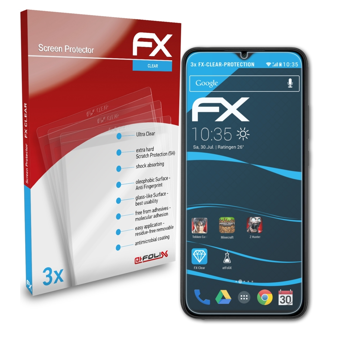Redmi Xiaomi 9C) FX-Clear Displayschutz(für ATFOLIX 3x