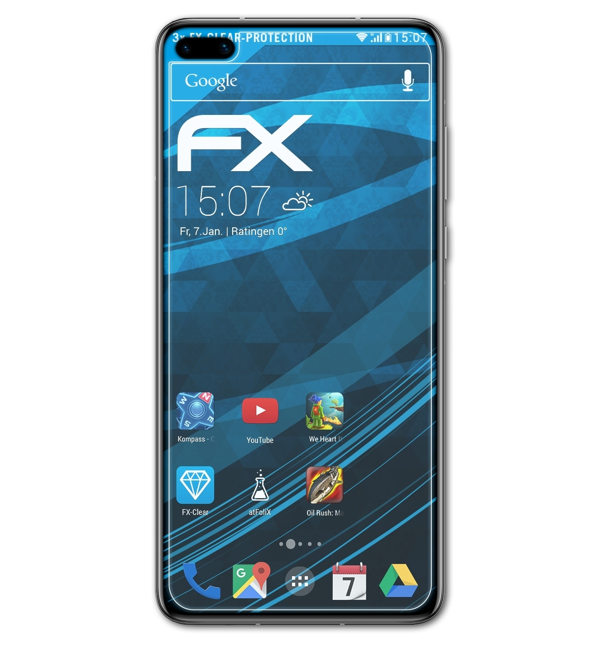 3x ATFOLIX Huawei (Fullcover)) P40 Displayschutz(für FX-Clear