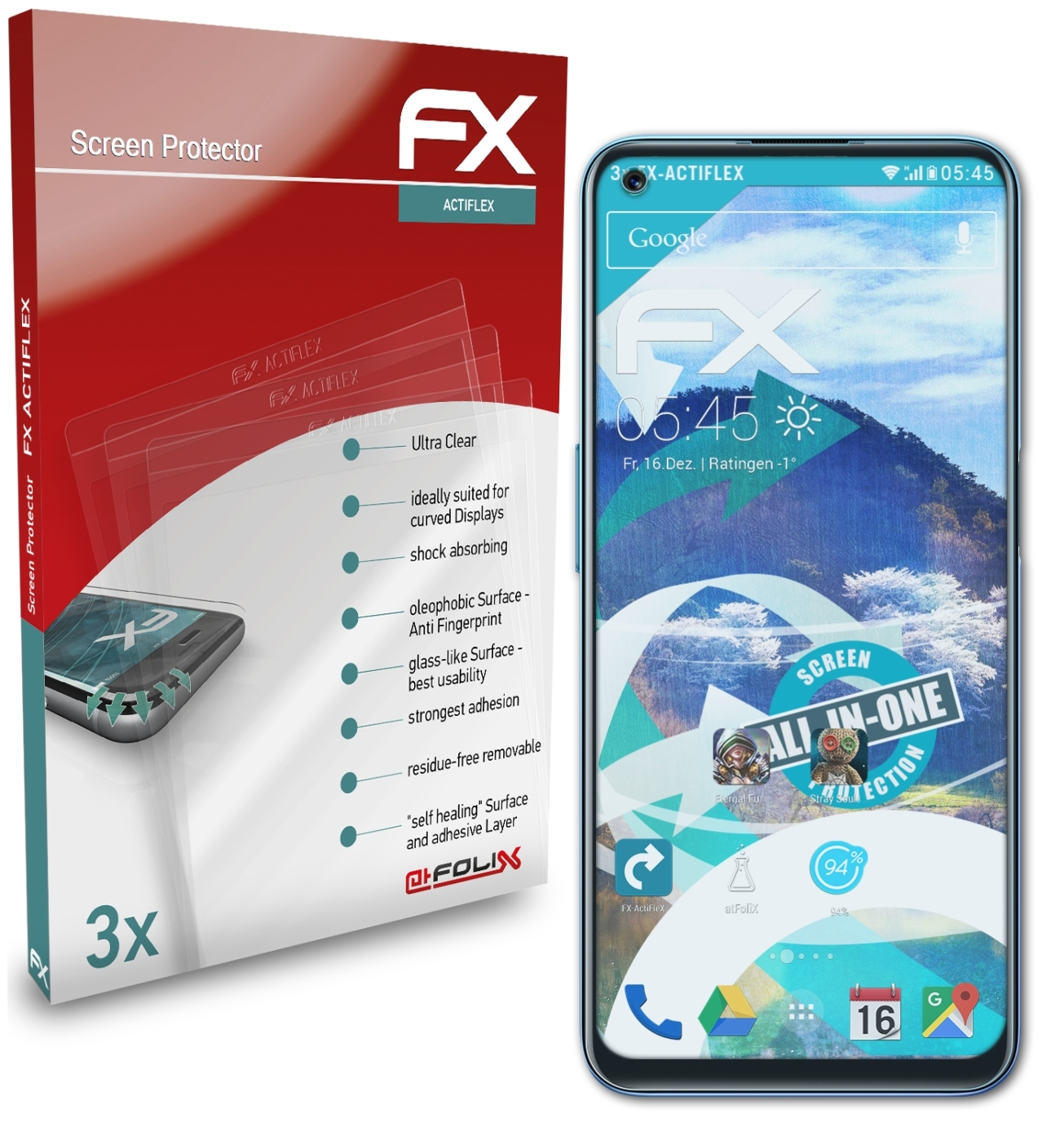 ATFOLIX 3x FX-ActiFleX 8) Displayschutz(für Realme