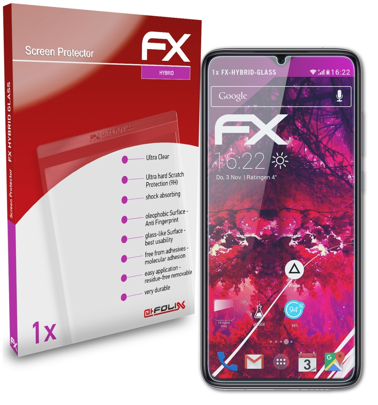 ATFOLIX FX-Hybrid-Glass Schutzglas(für Pro) Note Redmi 8 Xiaomi