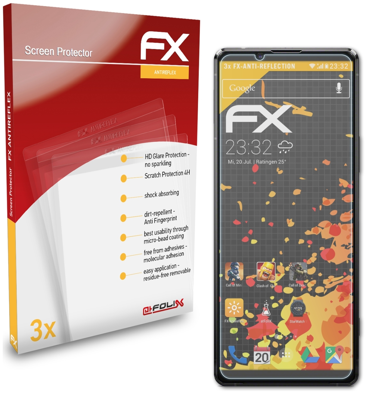 II) Sony 1 ATFOLIX Xperia FX-Antireflex 3x Displayschutz(für