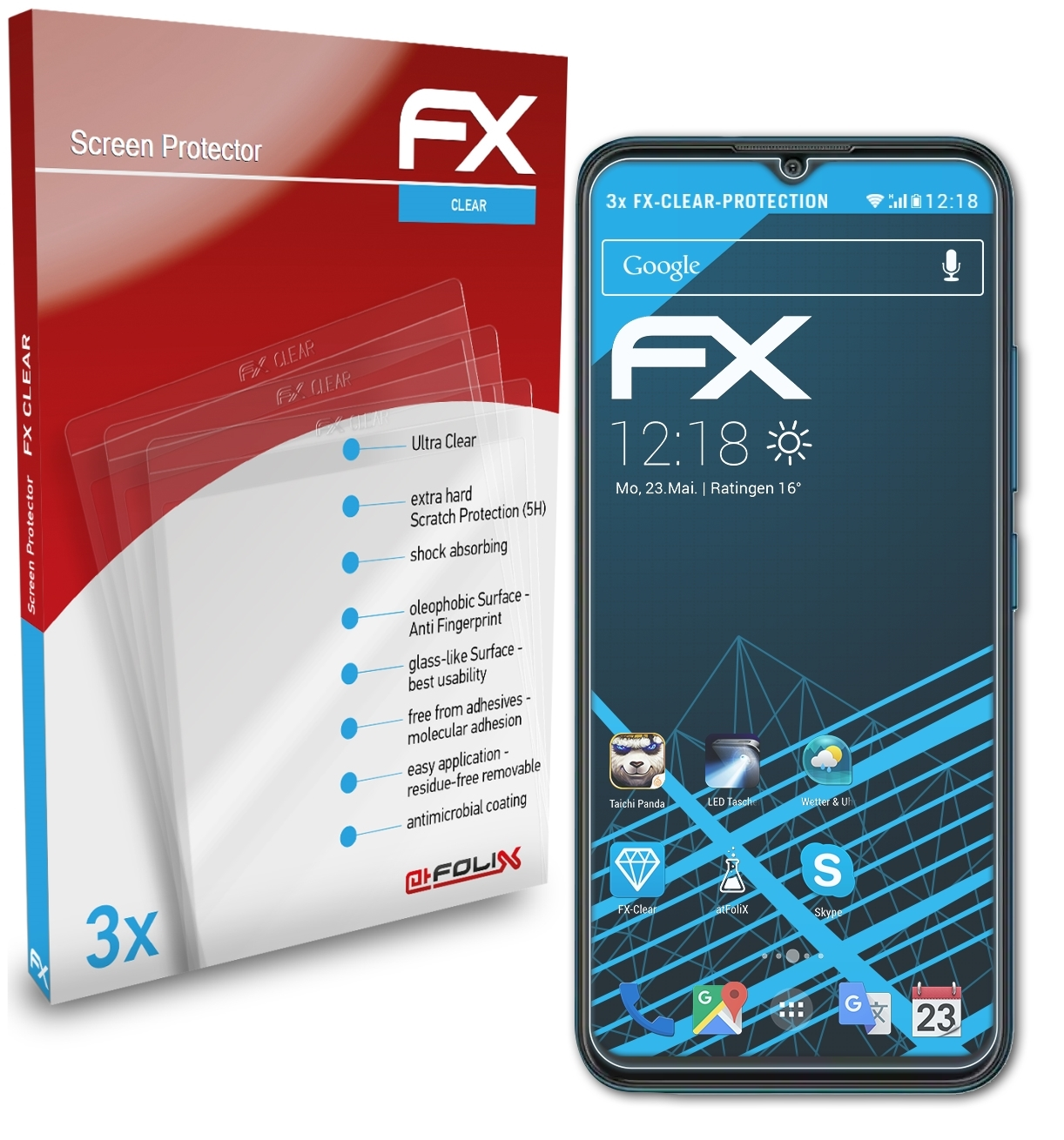 ATFOLIX 3x FX-Clear Displayschutz(für Coolpad Cool 20)