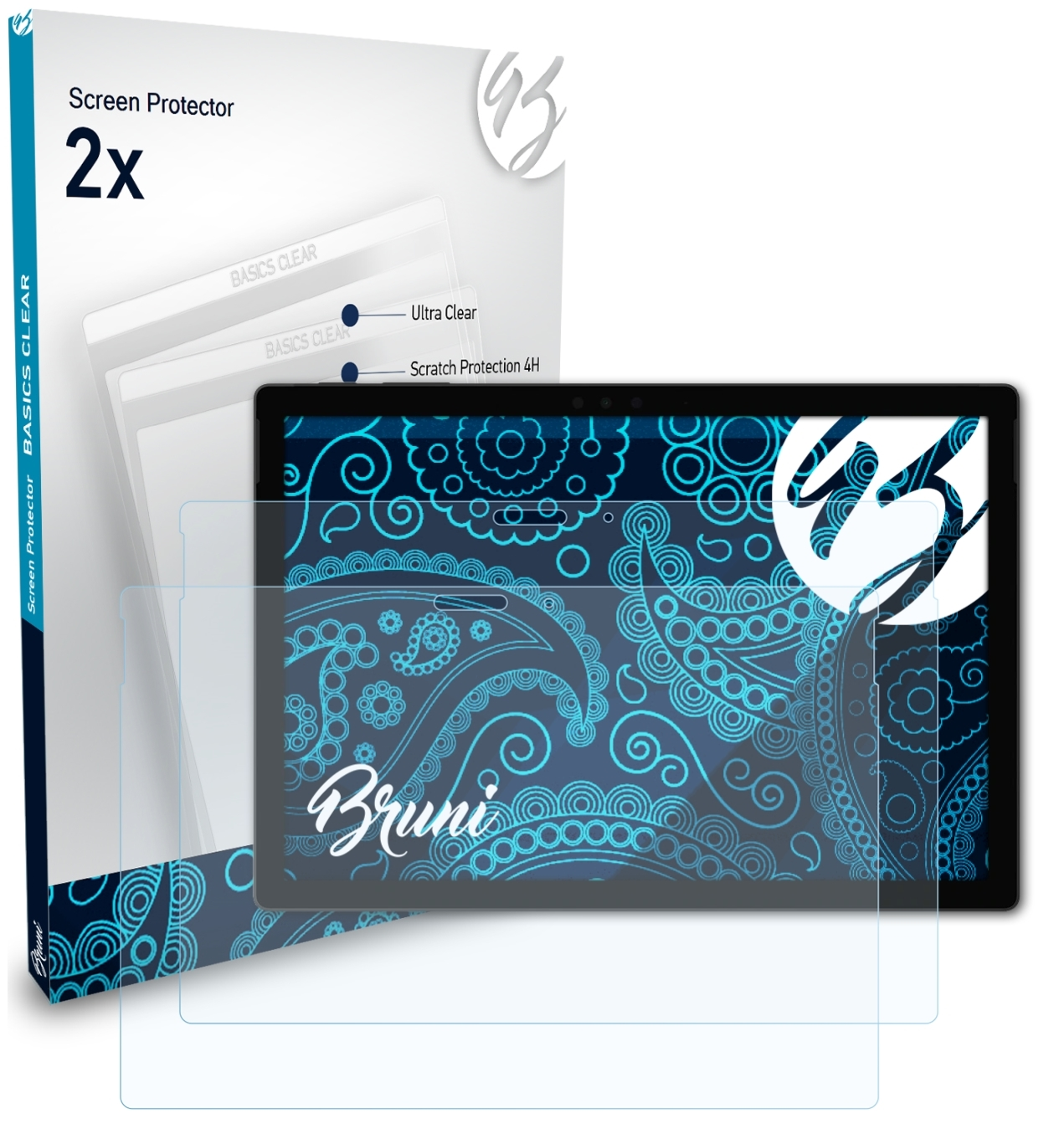 BRUNI 2x Surface Microsoft Schutzfolie(für Basics-Clear 6) Pro