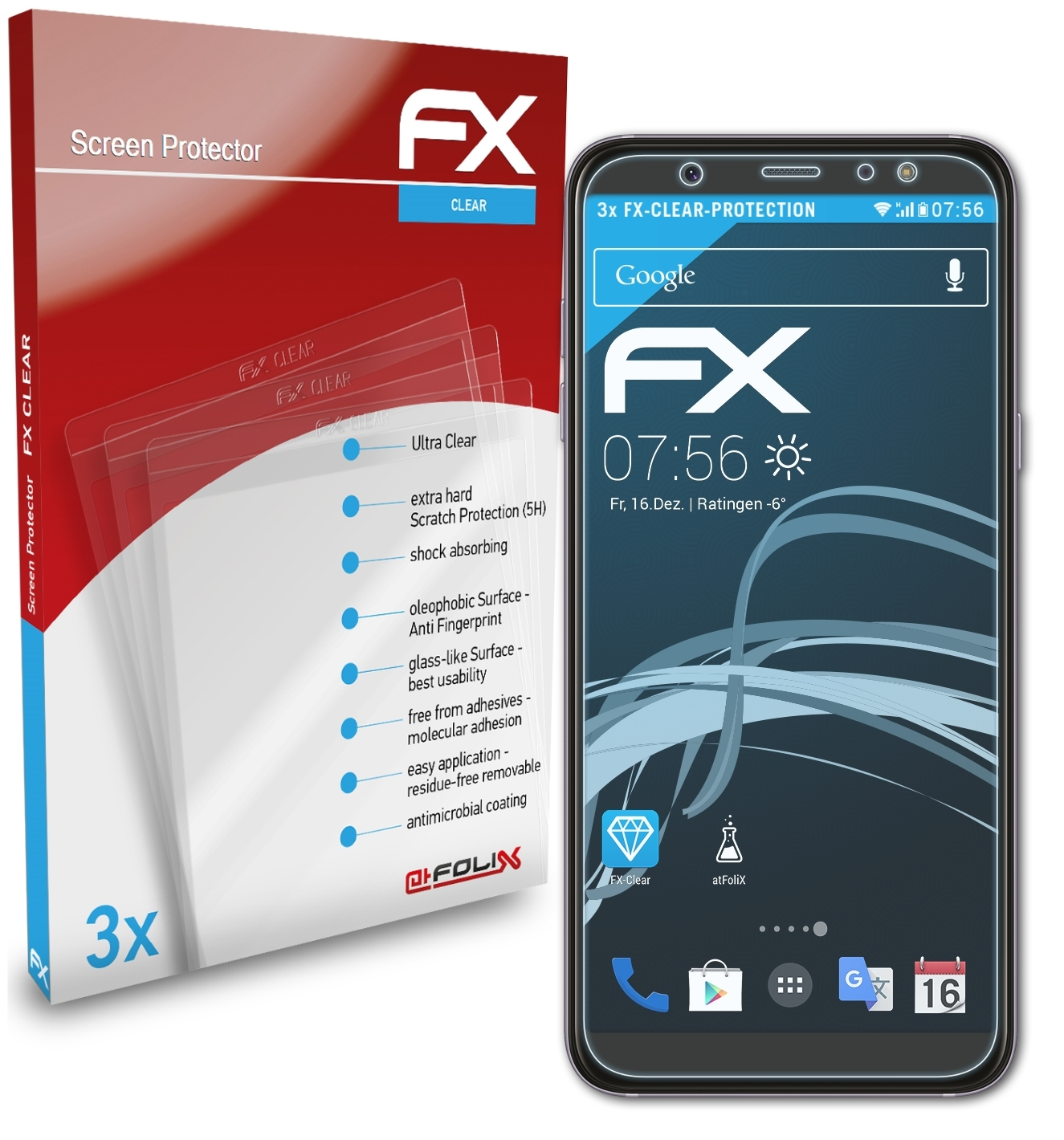 Plus Galaxy ATFOLIX (2018)) FX-Clear A6 Samsung Displayschutz(für 3x