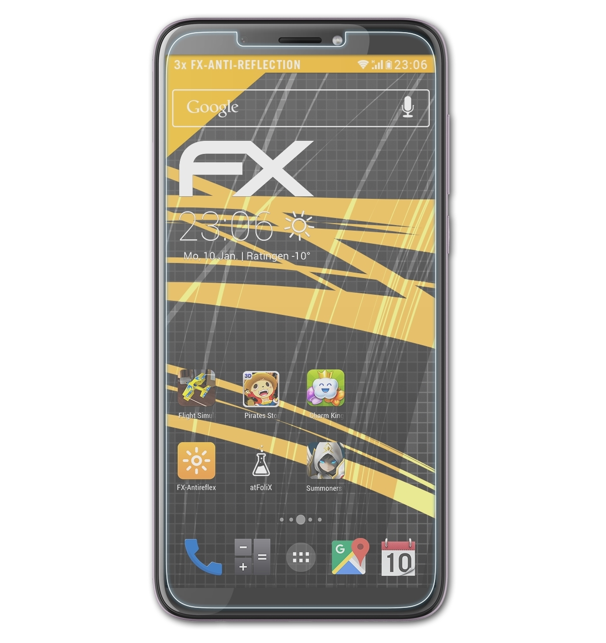 ATFOLIX 3x FX-Antireflex Displayschutz(für 12+) HTC Desire