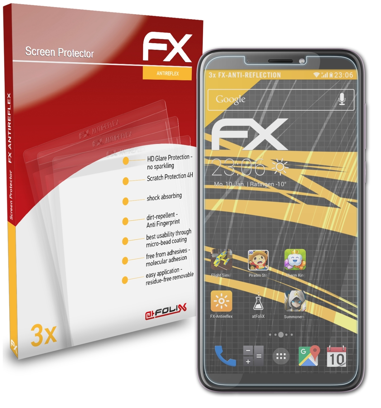 HTC Displayschutz(für Desire FX-Antireflex 3x 12+) ATFOLIX