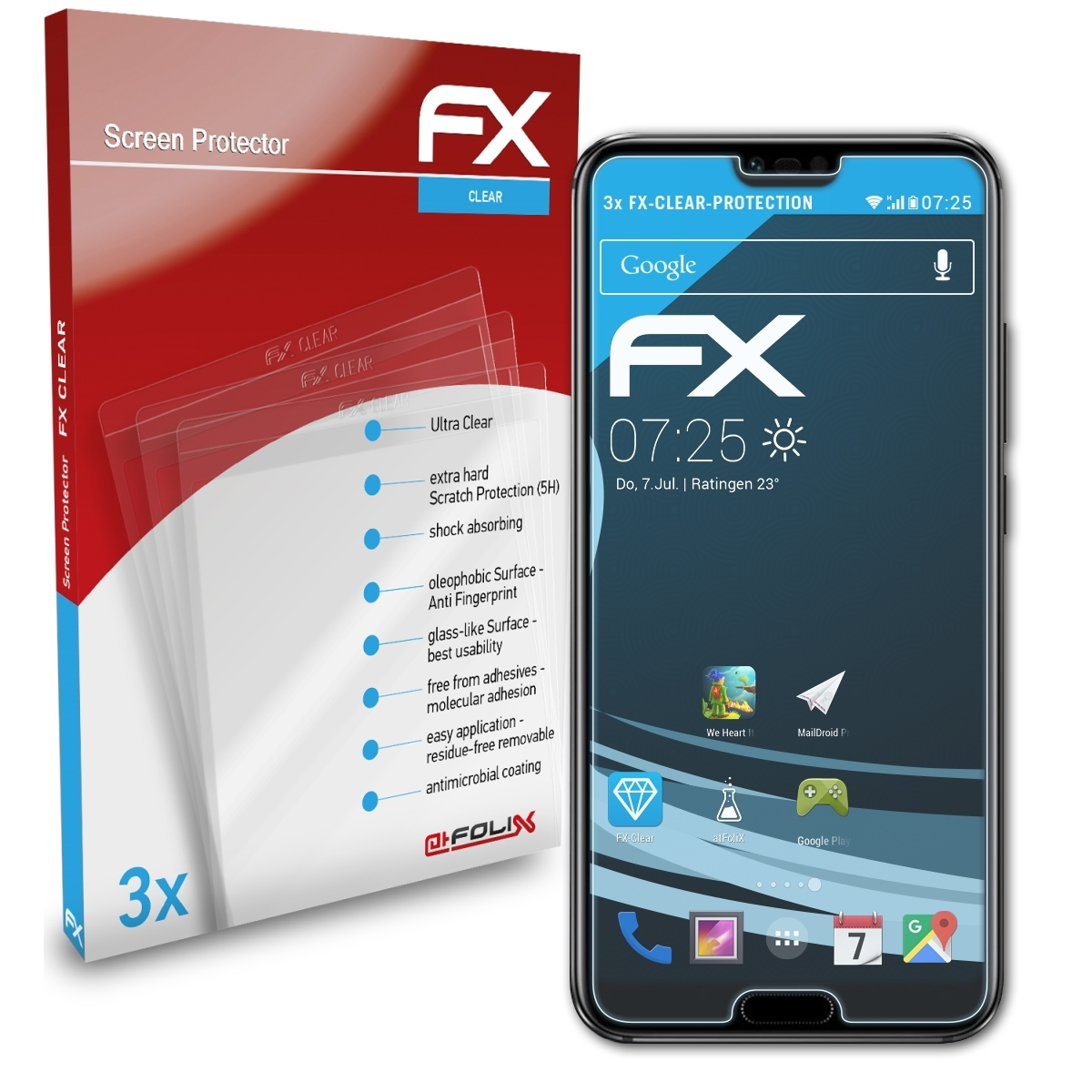 10) FX-Clear Displayschutz(für Huawei Honor 3x ATFOLIX