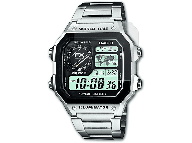 Casio 3x AE-1200WHD-1AVEF) FX-Antireflex ATFOLIX Displayschutz(für