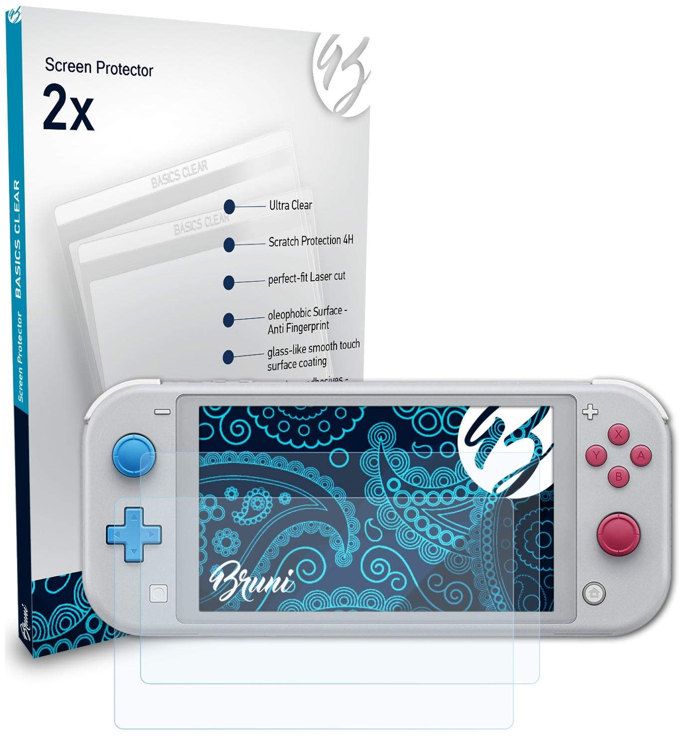 BRUNI 2x Basics-Clear Schutzfolie(für Lite) Switch Nintendo