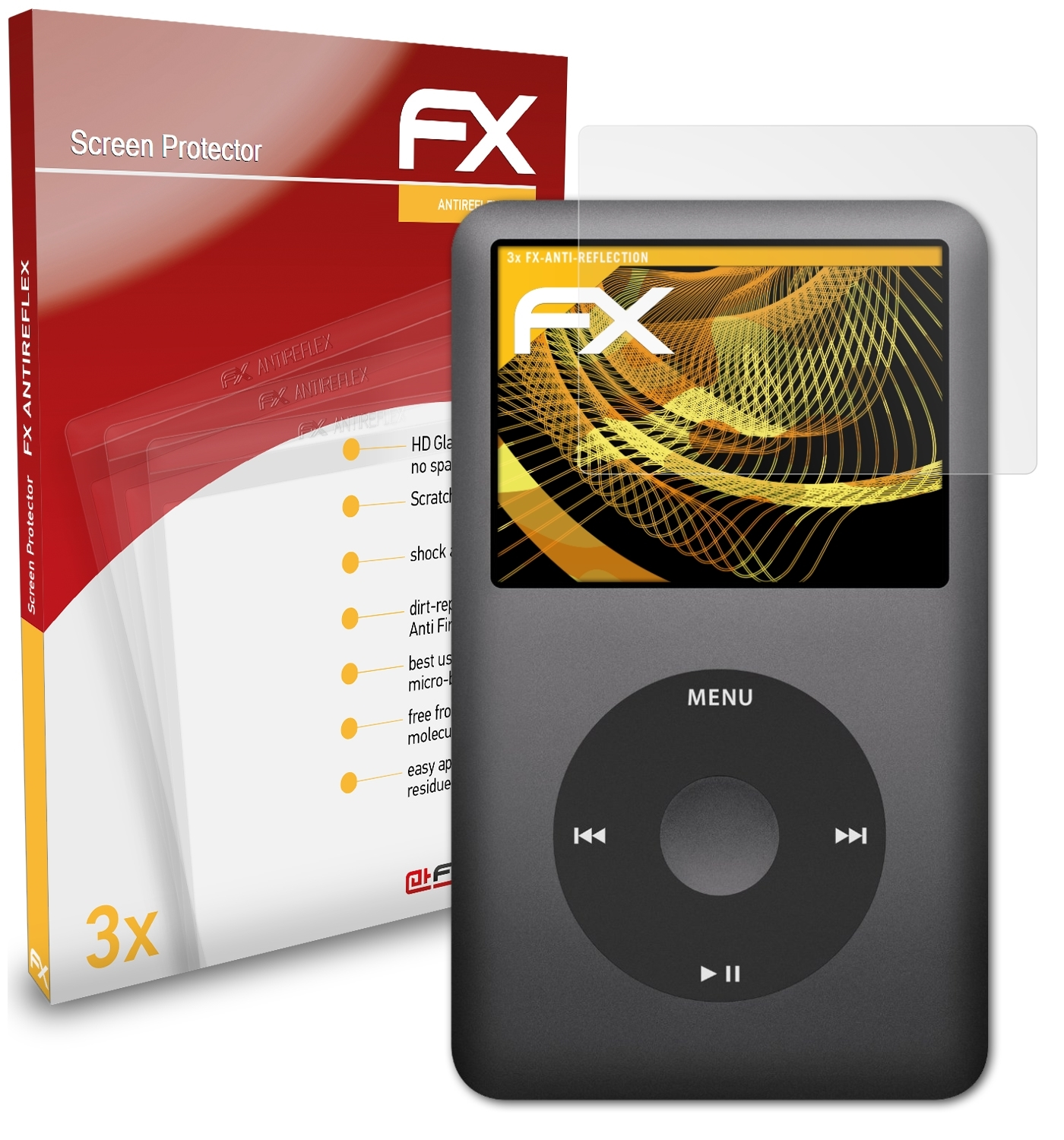 iPod ATFOLIX 3x Displayschutz(für FX-Antireflex classic) Apple