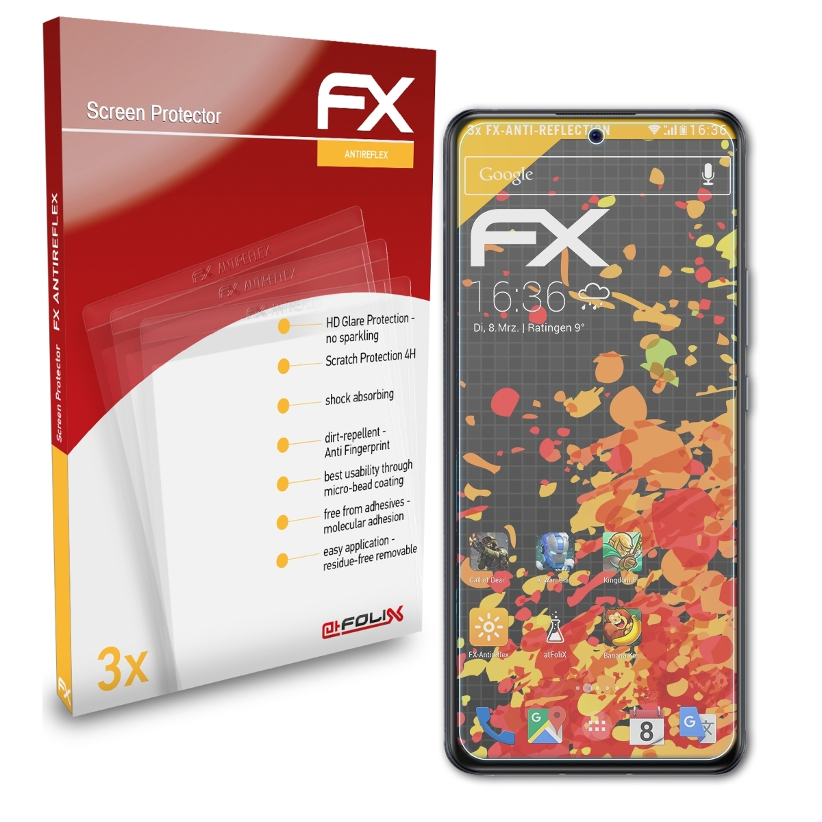 ATFOLIX 3x Nubia Displayschutz(für 6R) Magic Red FX-Antireflex