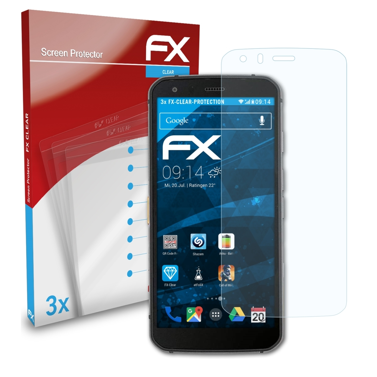 ATFOLIX 3x FX-Clear Displayschutz(für Caterpillar S62 CAT Pro)