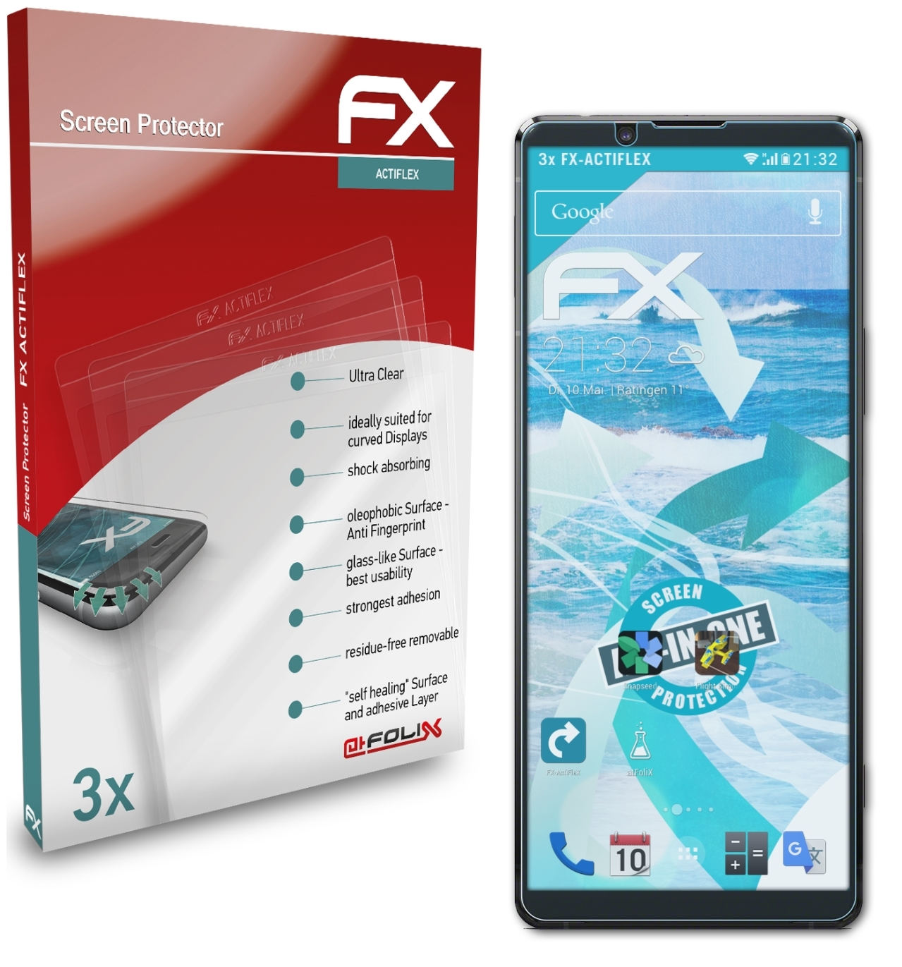 ATFOLIX 3x FX-ActiFleX Displayschutz(für Sony Xperia II) 1