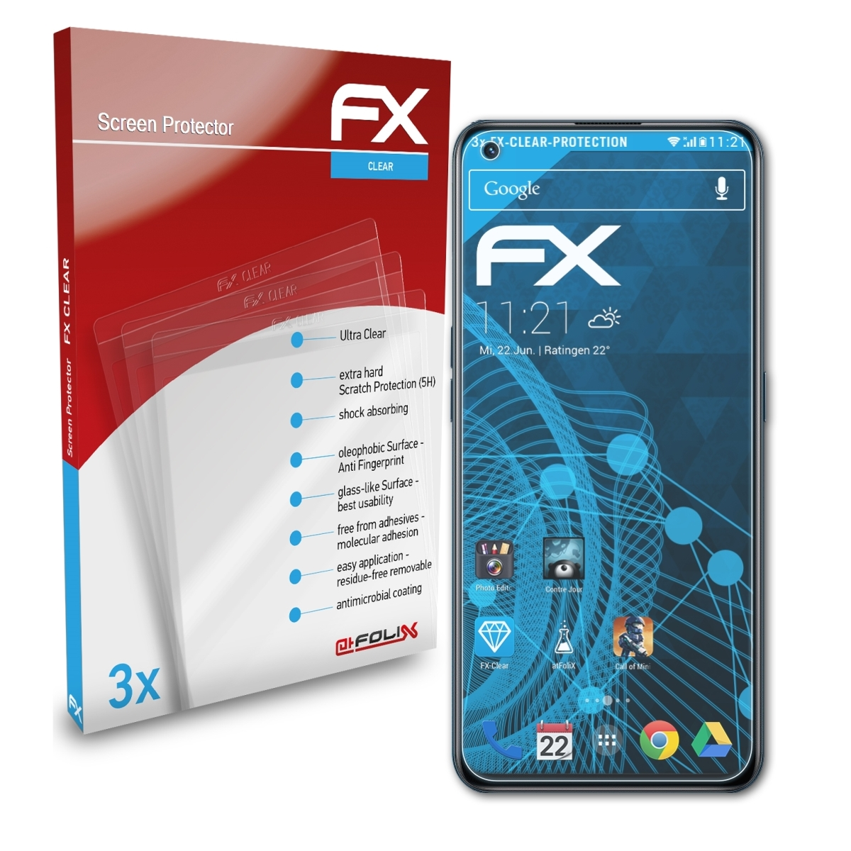 ATFOLIX 3x FX-Clear Displayschutz(für Pro) K9 Oppo