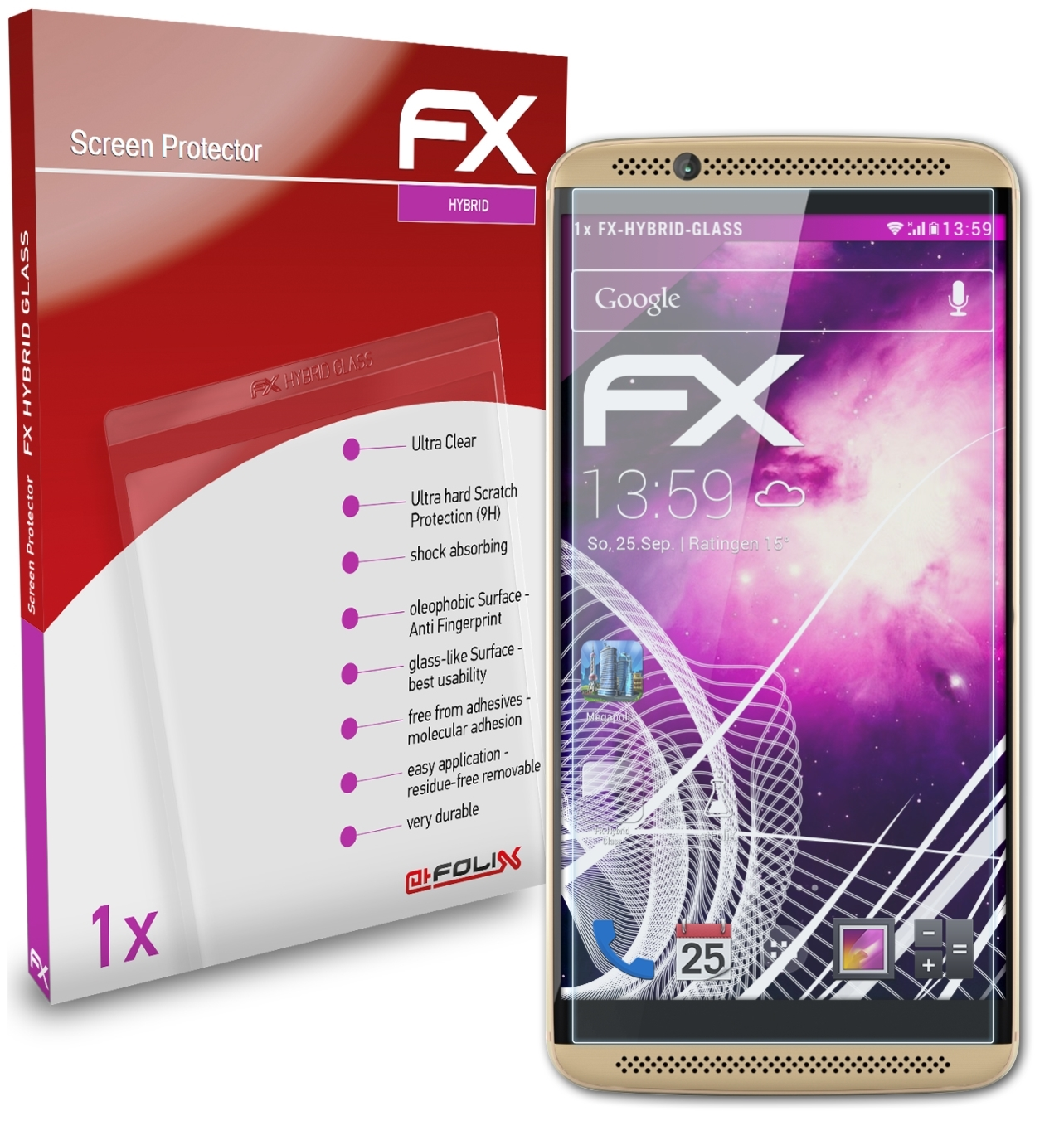 FX-Hybrid-Glass 7) Axon ZTE Schutzglas(für ATFOLIX