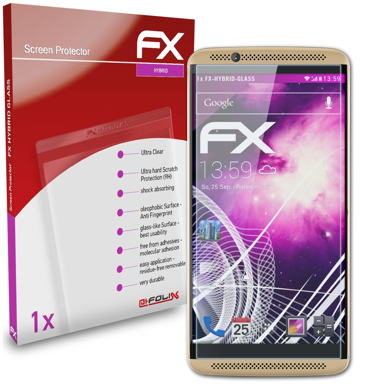 ZTE 7) FX-Hybrid-Glass Schutzglas(für Axon ATFOLIX