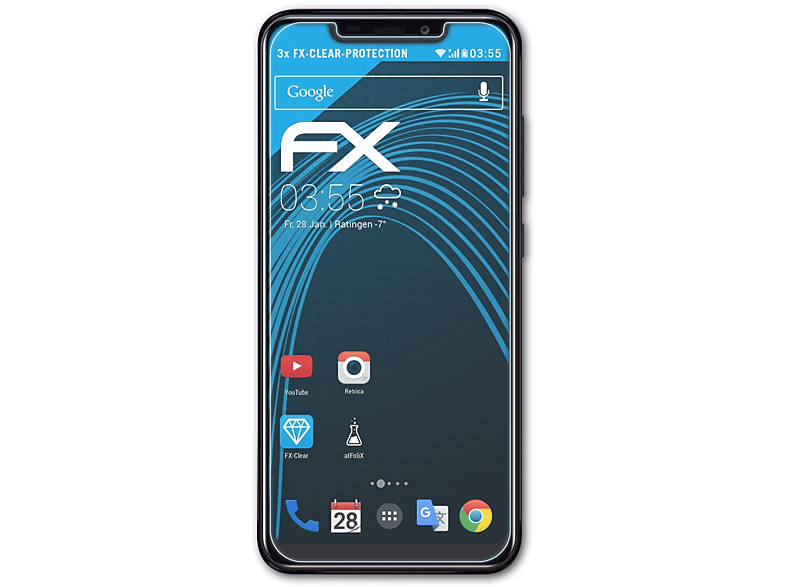 ATFOLIX 3x FX-Clear Displayschutz(für Oukitel C12 Pro)