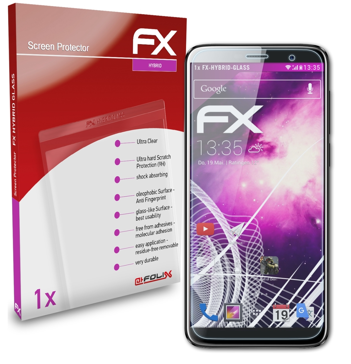 ATFOLIX FX-Hybrid-Glass Homtom S7) Schutzglas(für