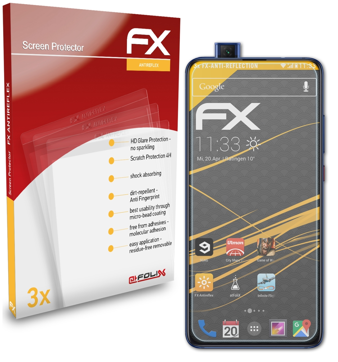 9T) Displayschutz(für Xiaomi 3x ATFOLIX FX-Antireflex Mi
