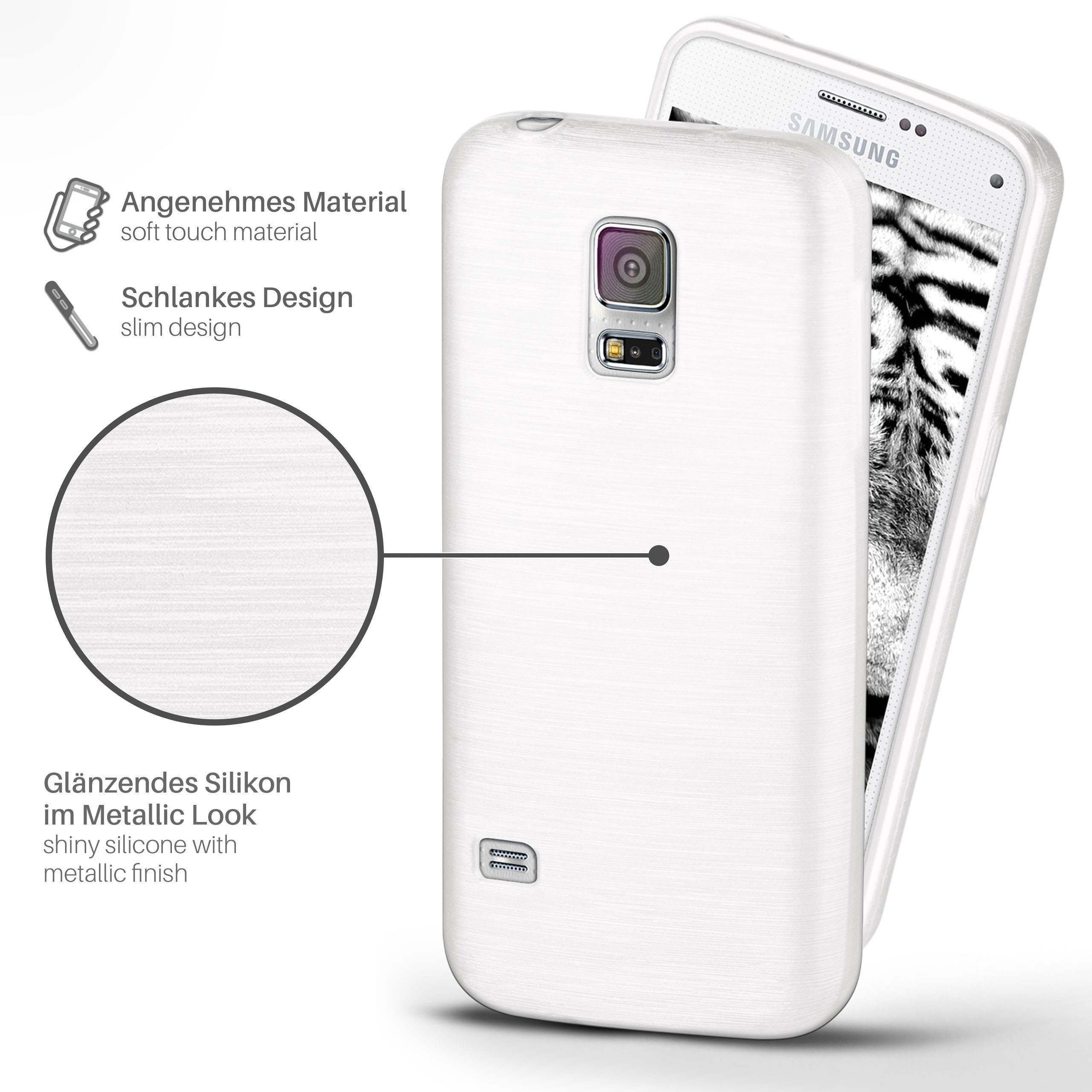 MOEX Backcover, Pearl-White Galaxy / Samsung, Neo, S5 Case, Brushed S5