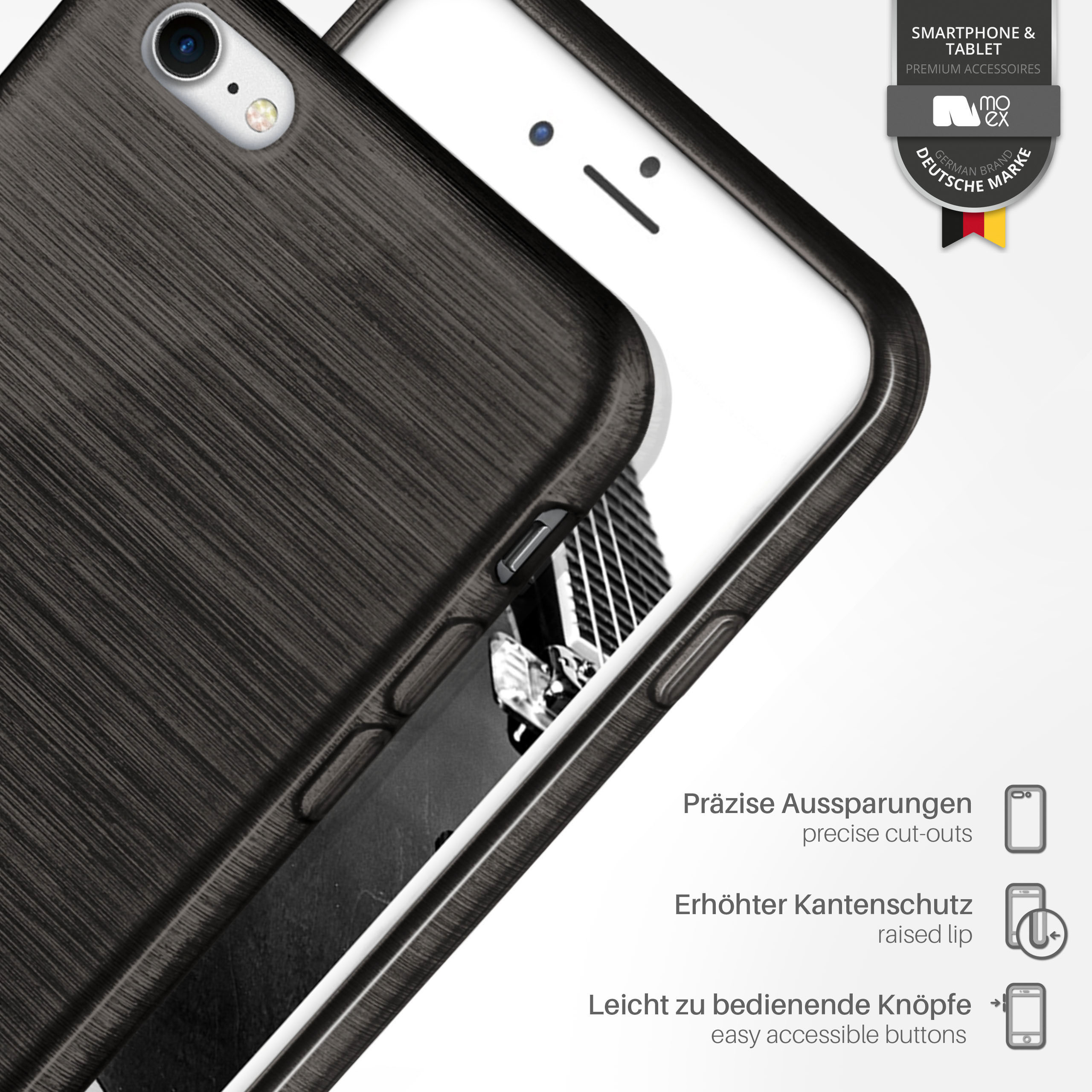 MOEX Brushed Case, Backcover, Slate-Black iPhone Apple, 7 8, iPhone 