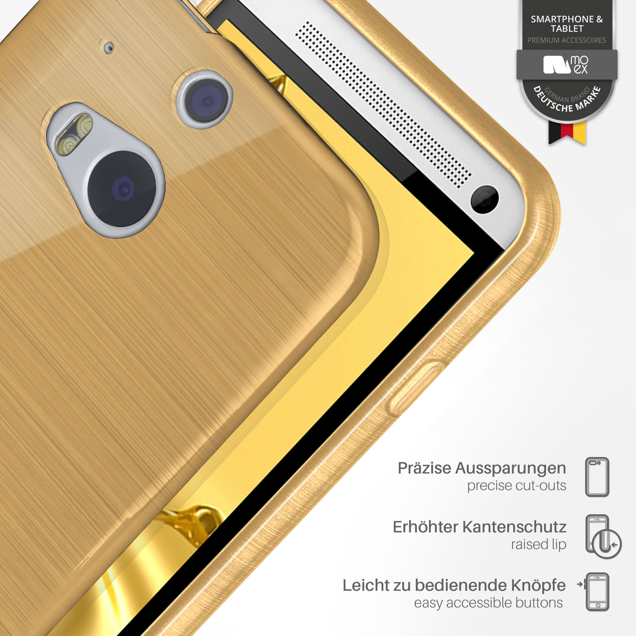 HTC, / Brushed One MOEX M8 Case, M8s, Ivory-Gold Backcover,