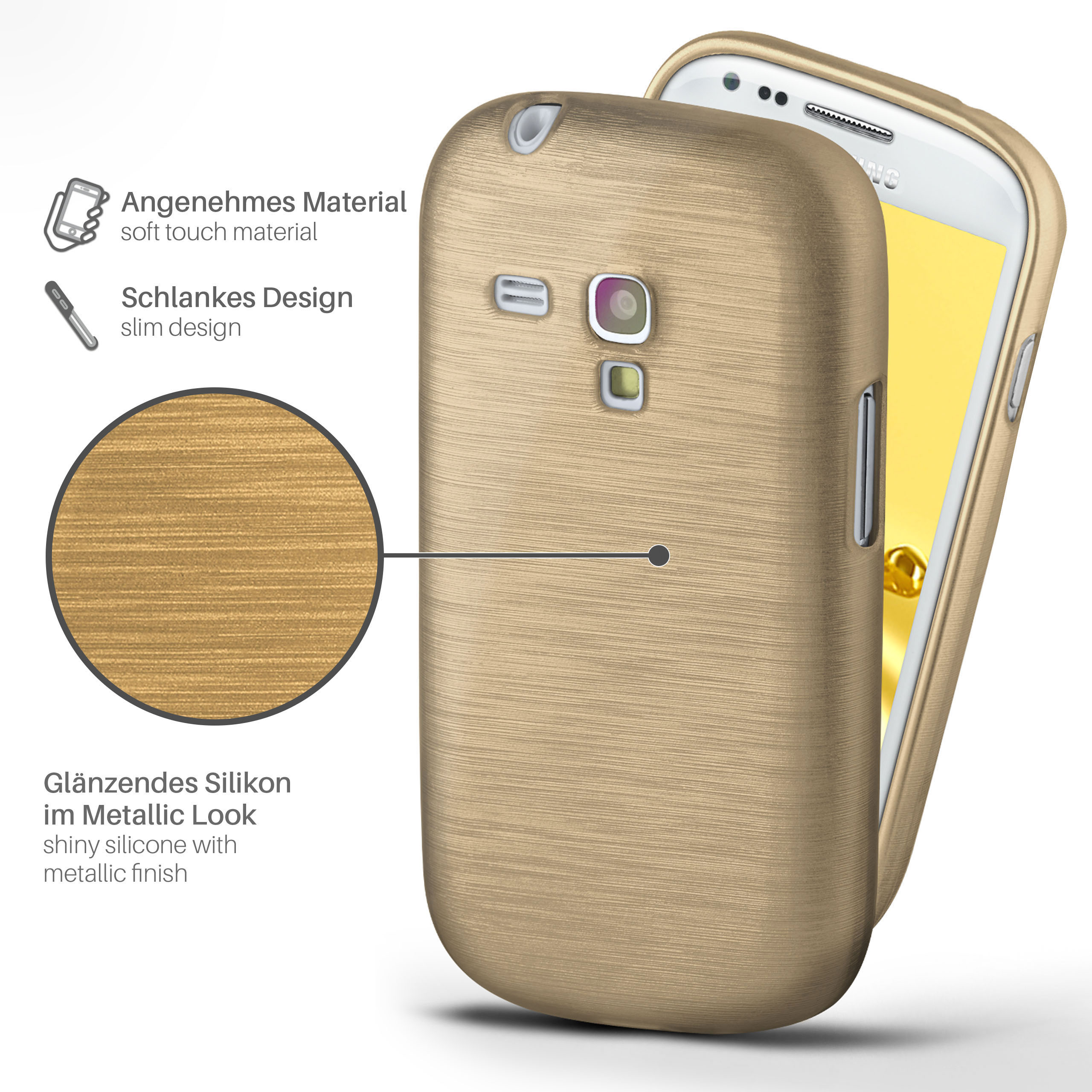 S3 Ivory-Gold Case, Brushed Backcover, Galaxy Mini, MOEX Samsung,