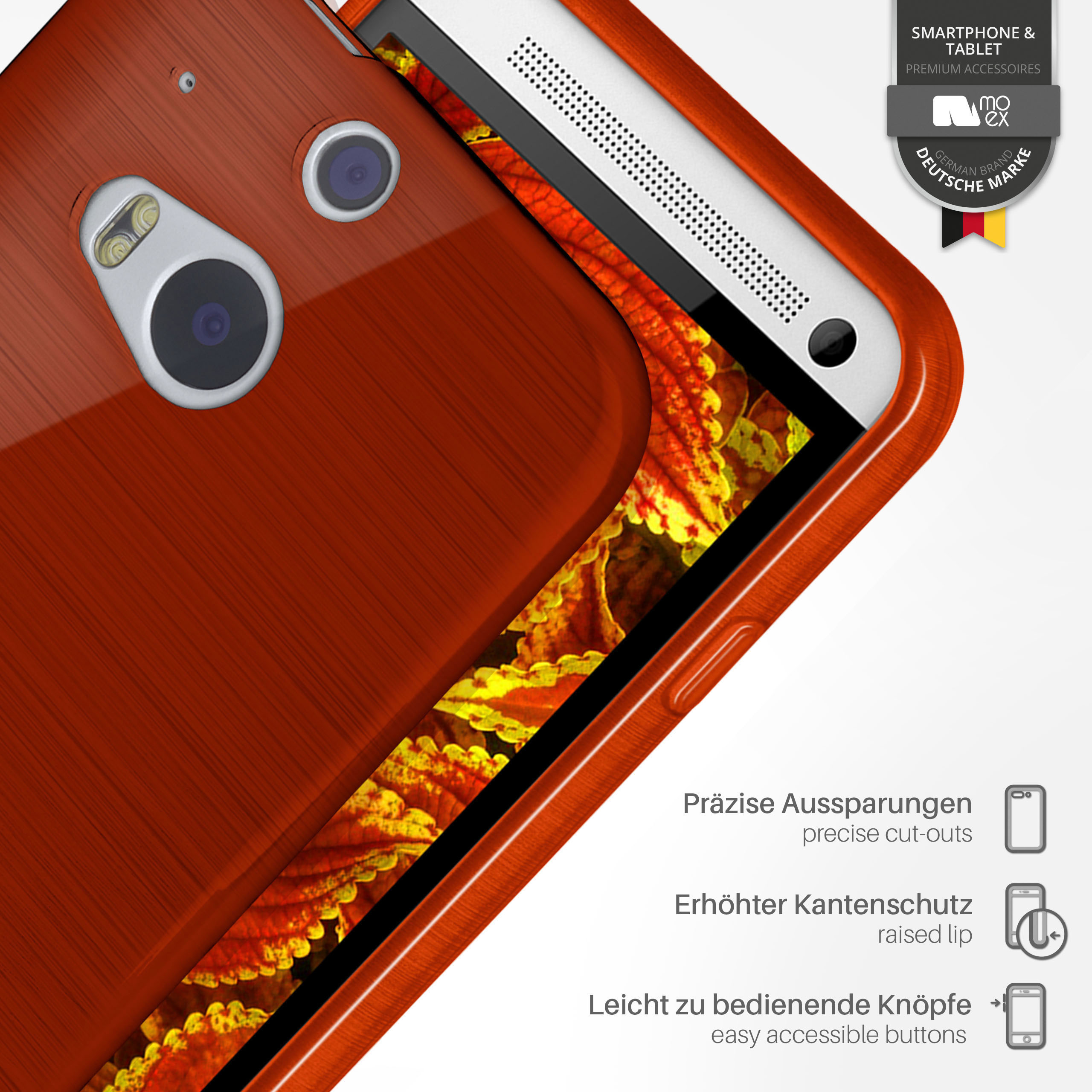 MOEX Brushed Case, Backcover, HTC, M8 Indian-Red M8s, One 