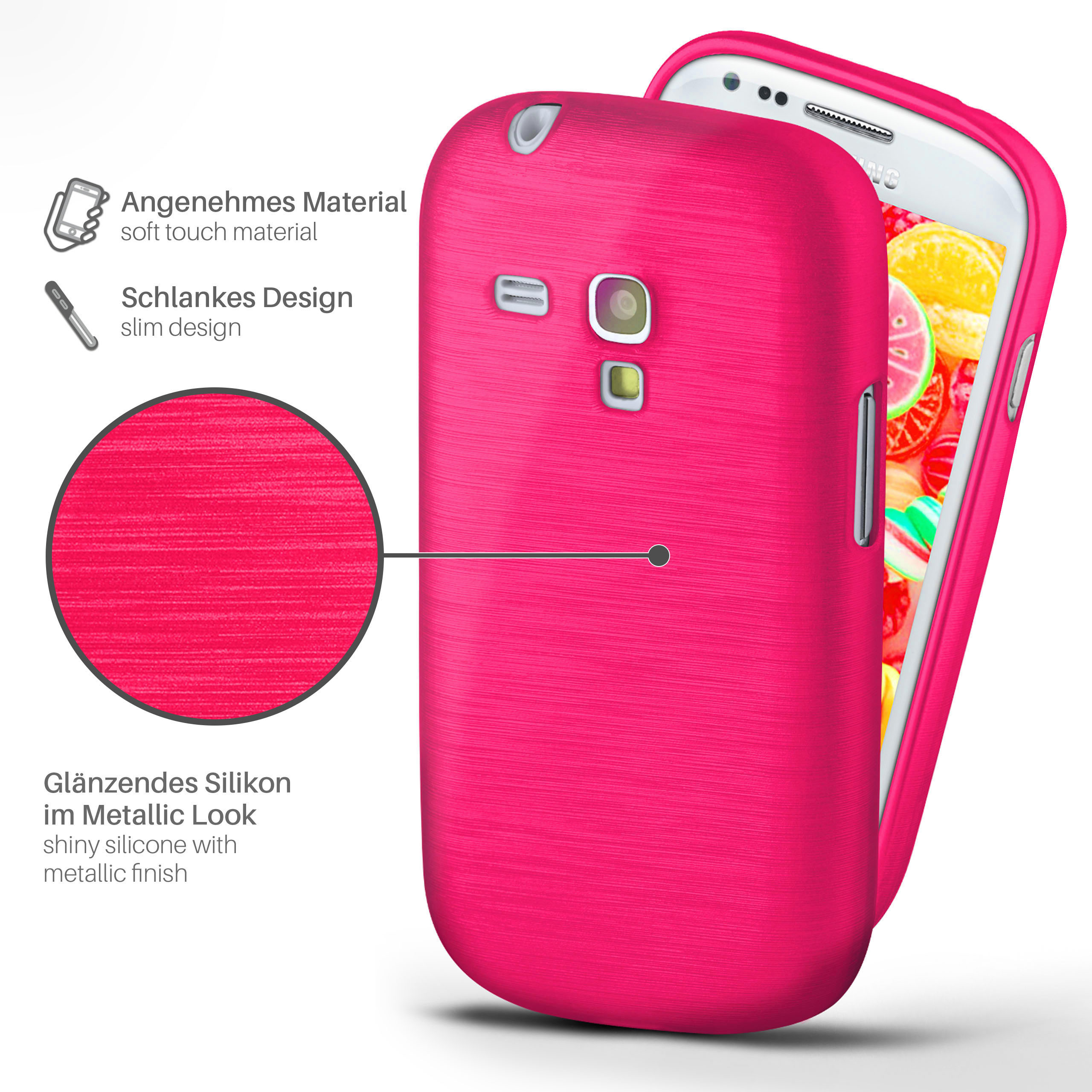 MOEX Brushed Case, Backcover, Galaxy Mini, S3 Magenta-Pink Samsung