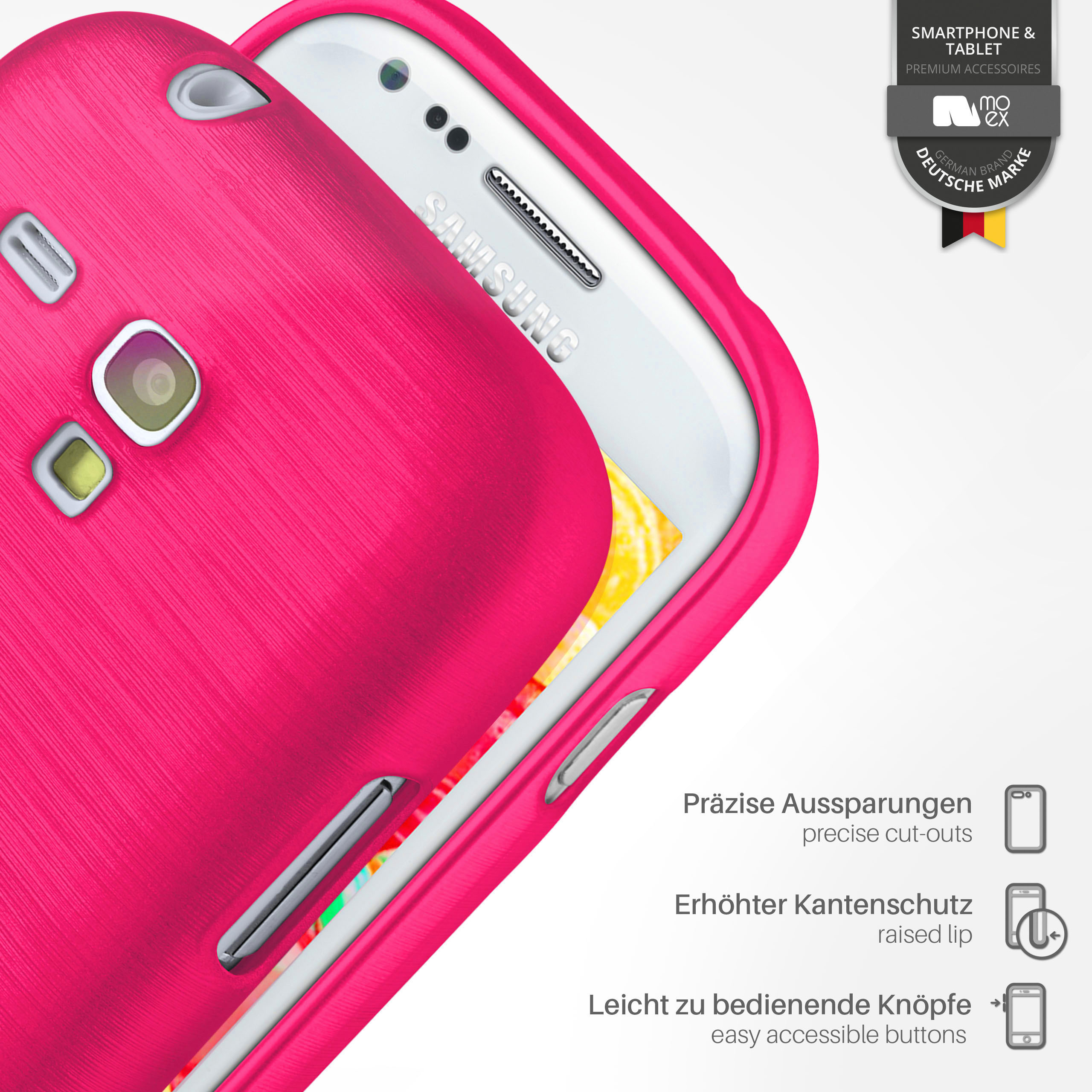 Samsung, Case, Brushed Backcover, Magenta-Pink Galaxy MOEX S3 Mini,