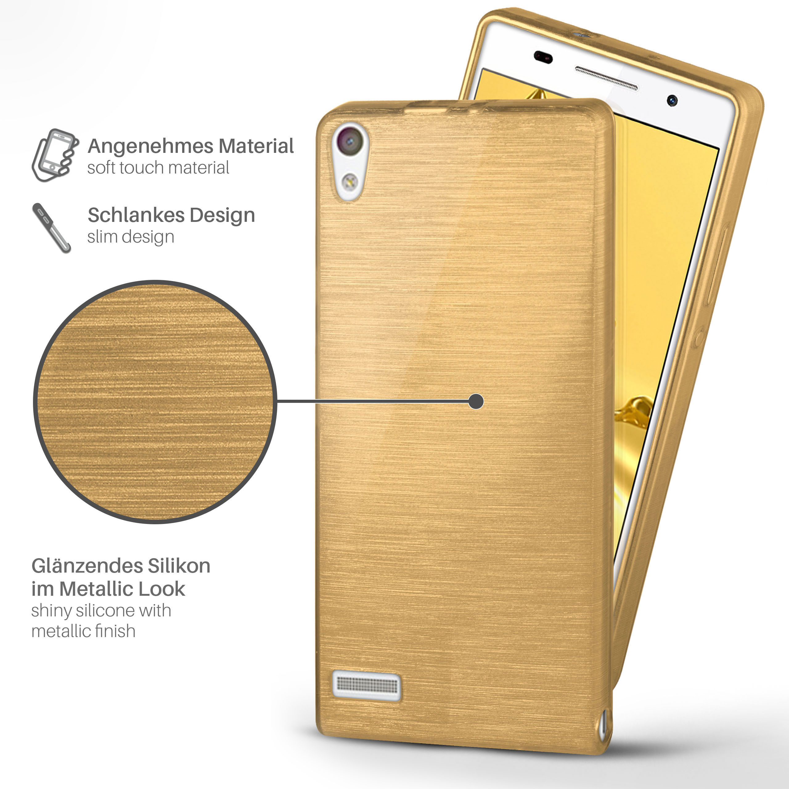 MOEX Brushed Case, Backcover, P6, Ascend Huawei, Ivory-Gold