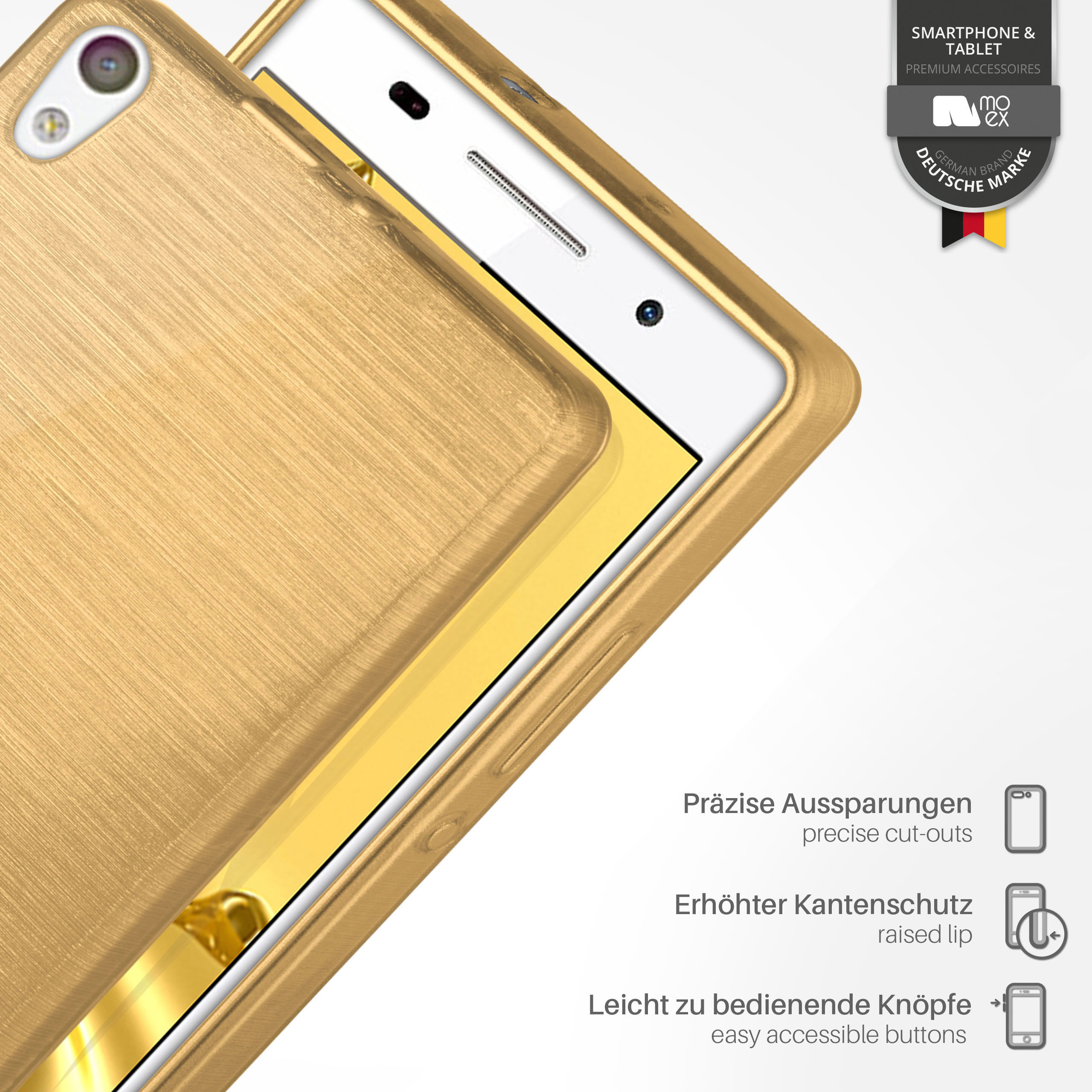 MOEX Brushed Case, Backcover, P6, Ascend Huawei, Ivory-Gold