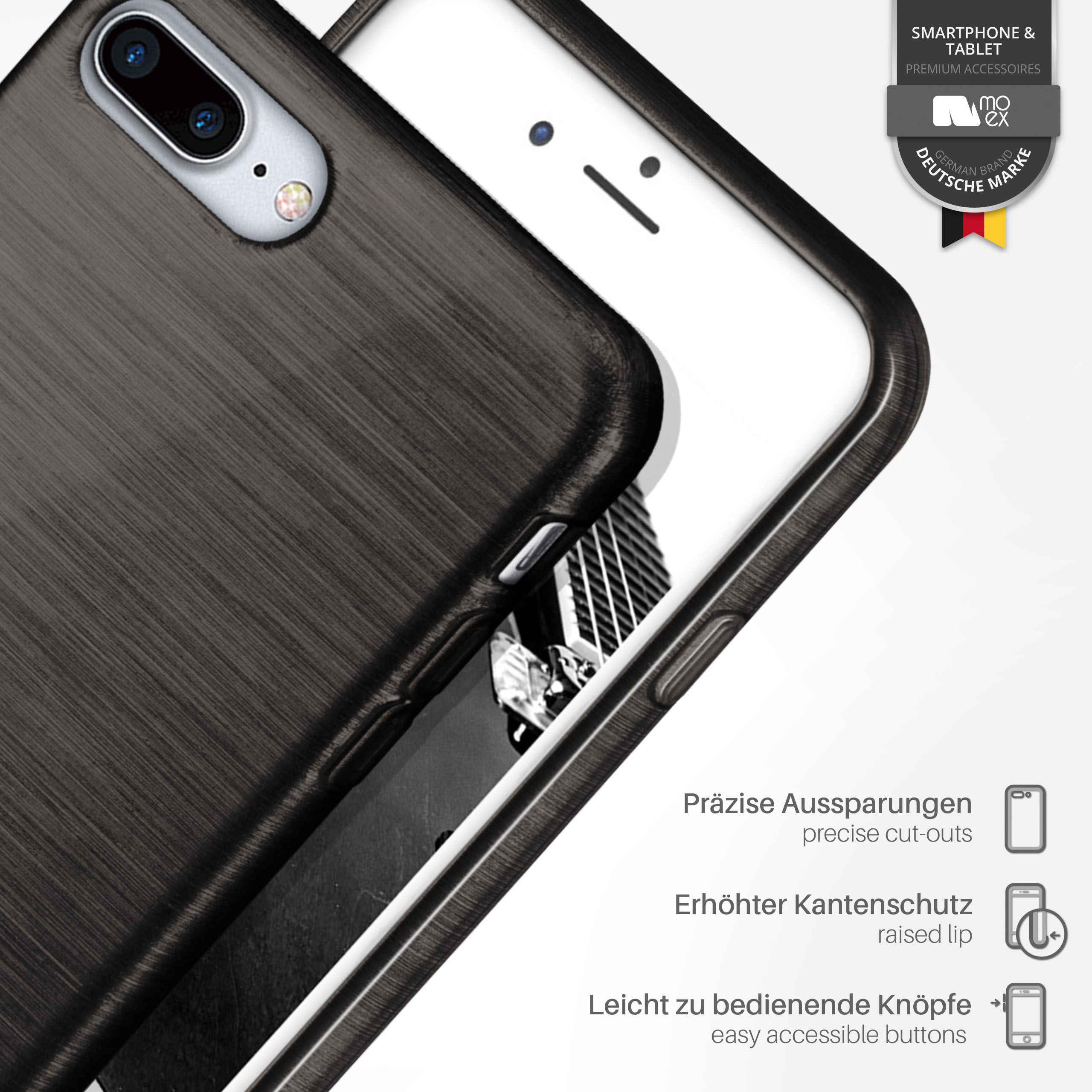 MOEX Brushed Case, Backcover, iPhone Slate-Black 7 iPhone 8 Plus Plus, Apple, 