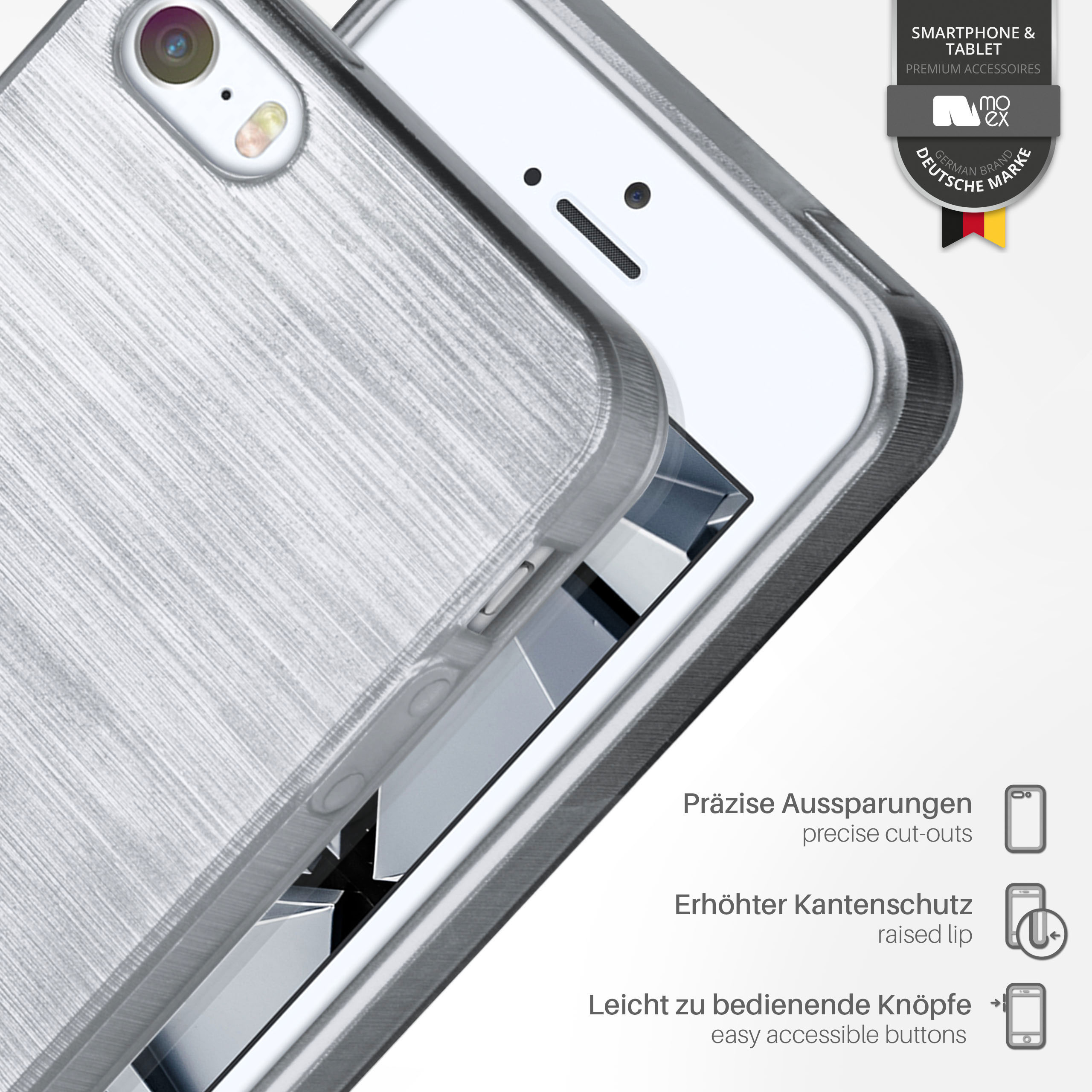 Case, 5 (2016), / MOEX iPhone 5s Platin-Silver Backcover, Brushed / Apple, SE