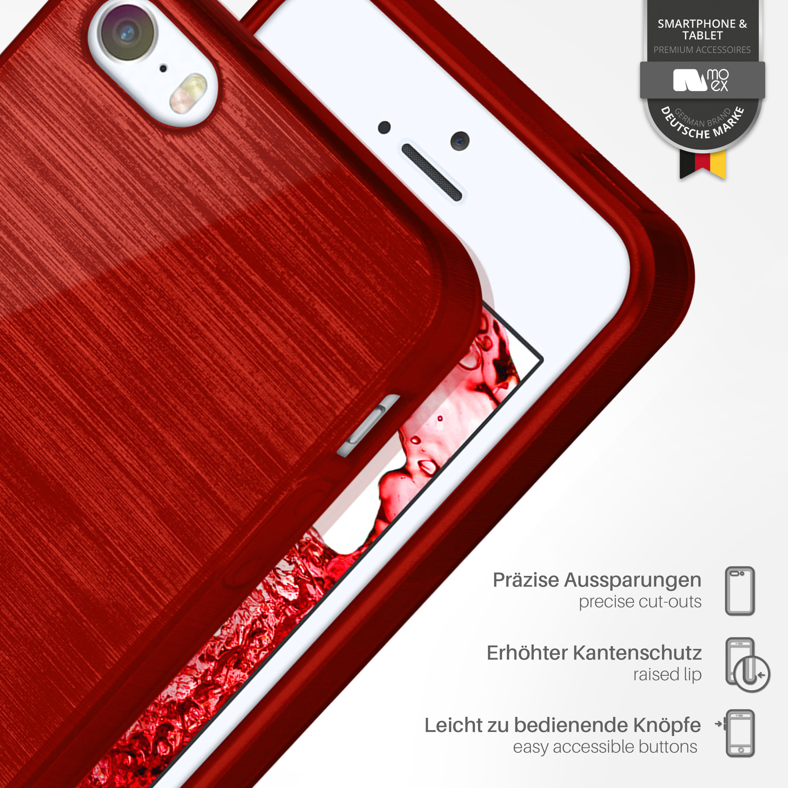 iPhone Crimson-Red Apple, / Brushed 5s (2016), MOEX Backcover, 5 / Case, SE