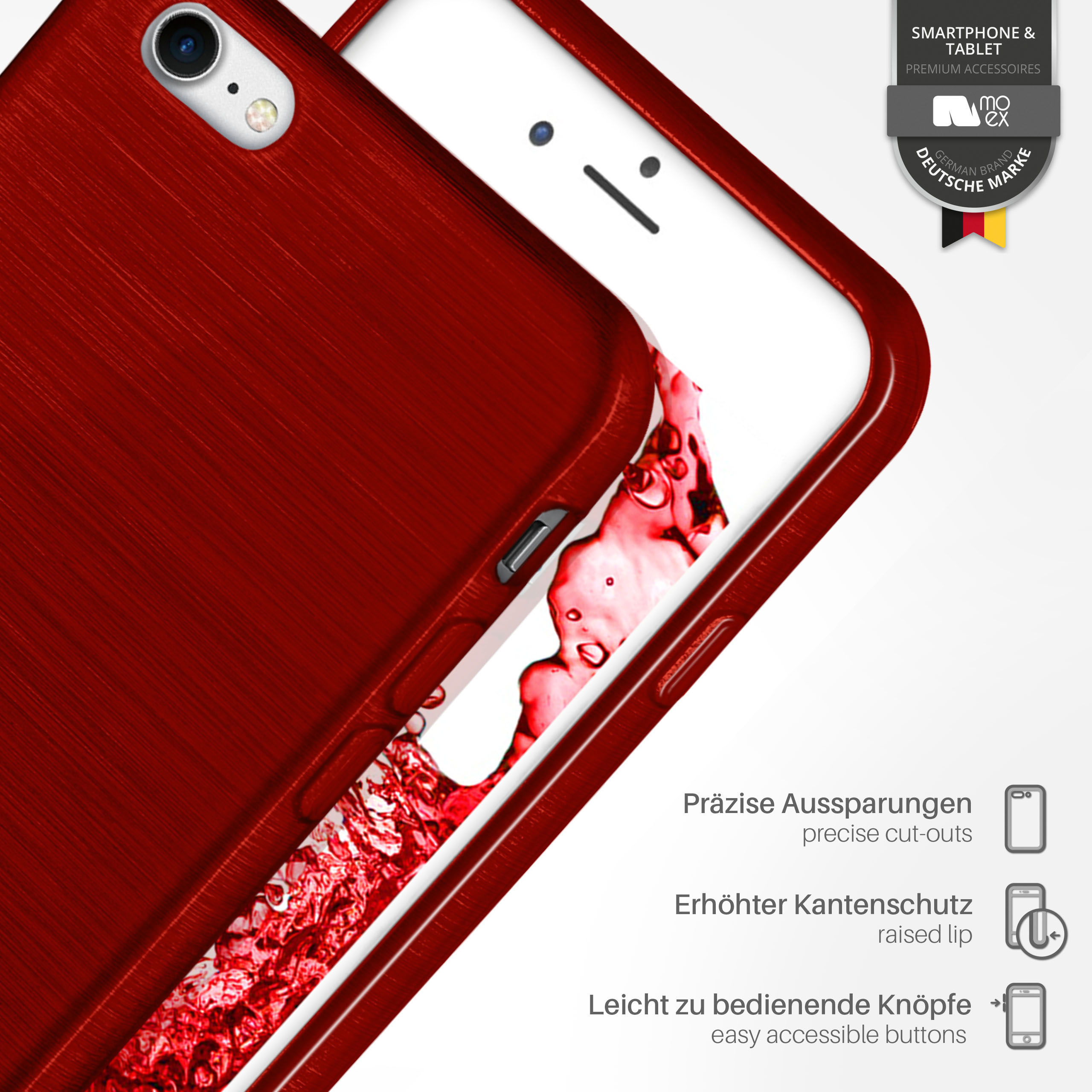 MOEX Brushed Case, Backcover, 8, 7 iPhone / Apple, Crimson-Red iPhone