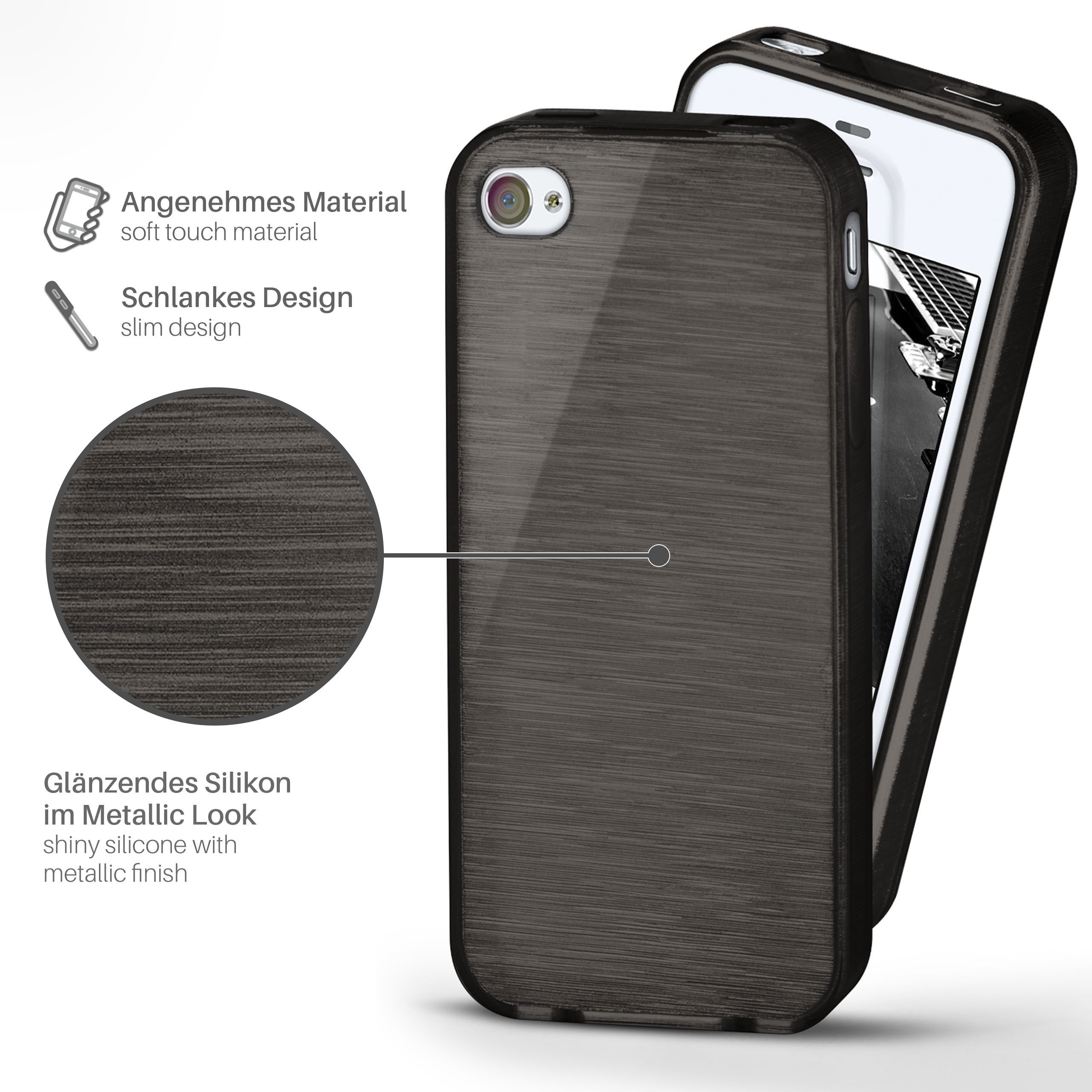 MOEX Brushed Case, 4, 4s iPhone Apple, / Slate-Black iPhone Backcover
