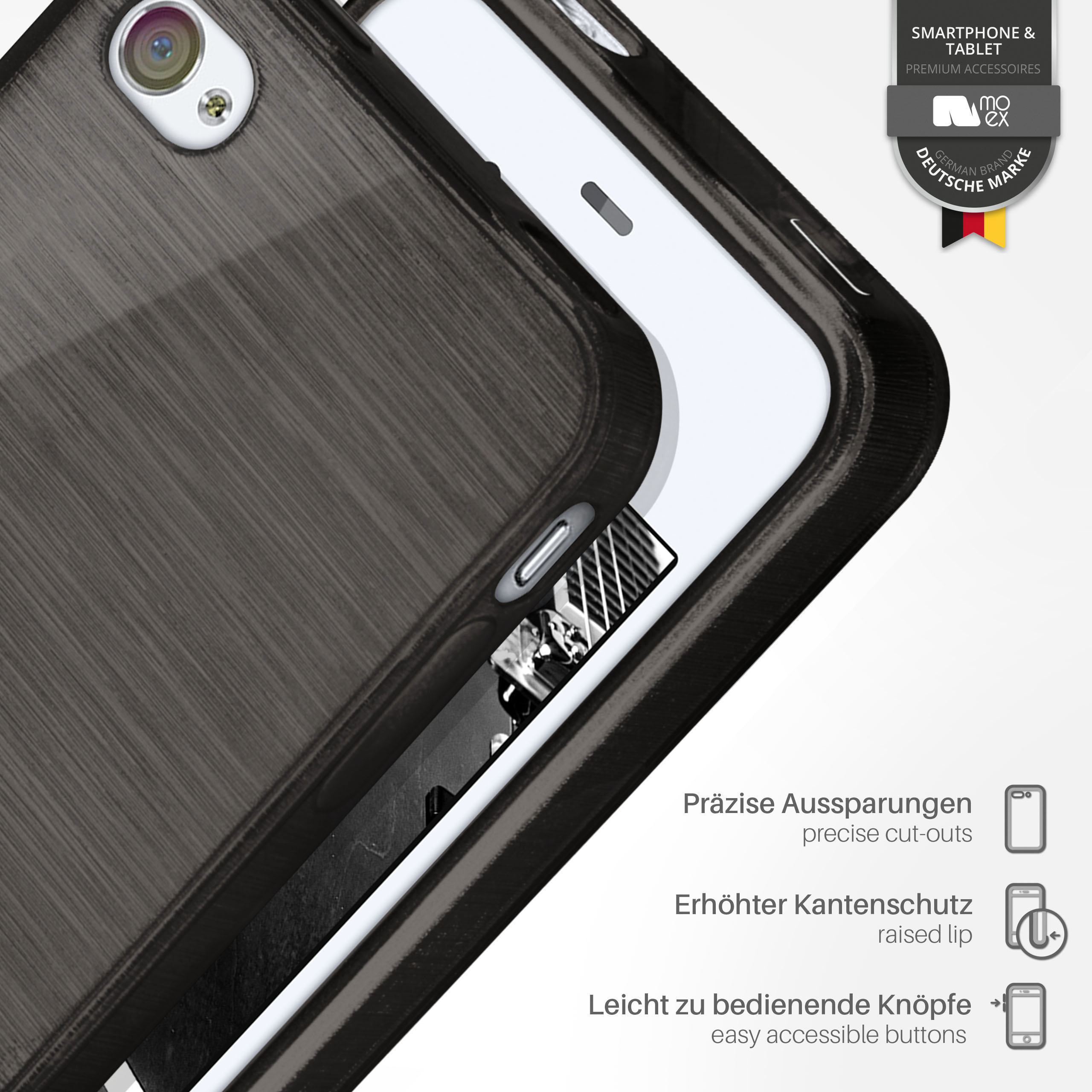 iPhone Apple, MOEX Backcover, / 4, iPhone 4s Slate-Black Brushed Case,