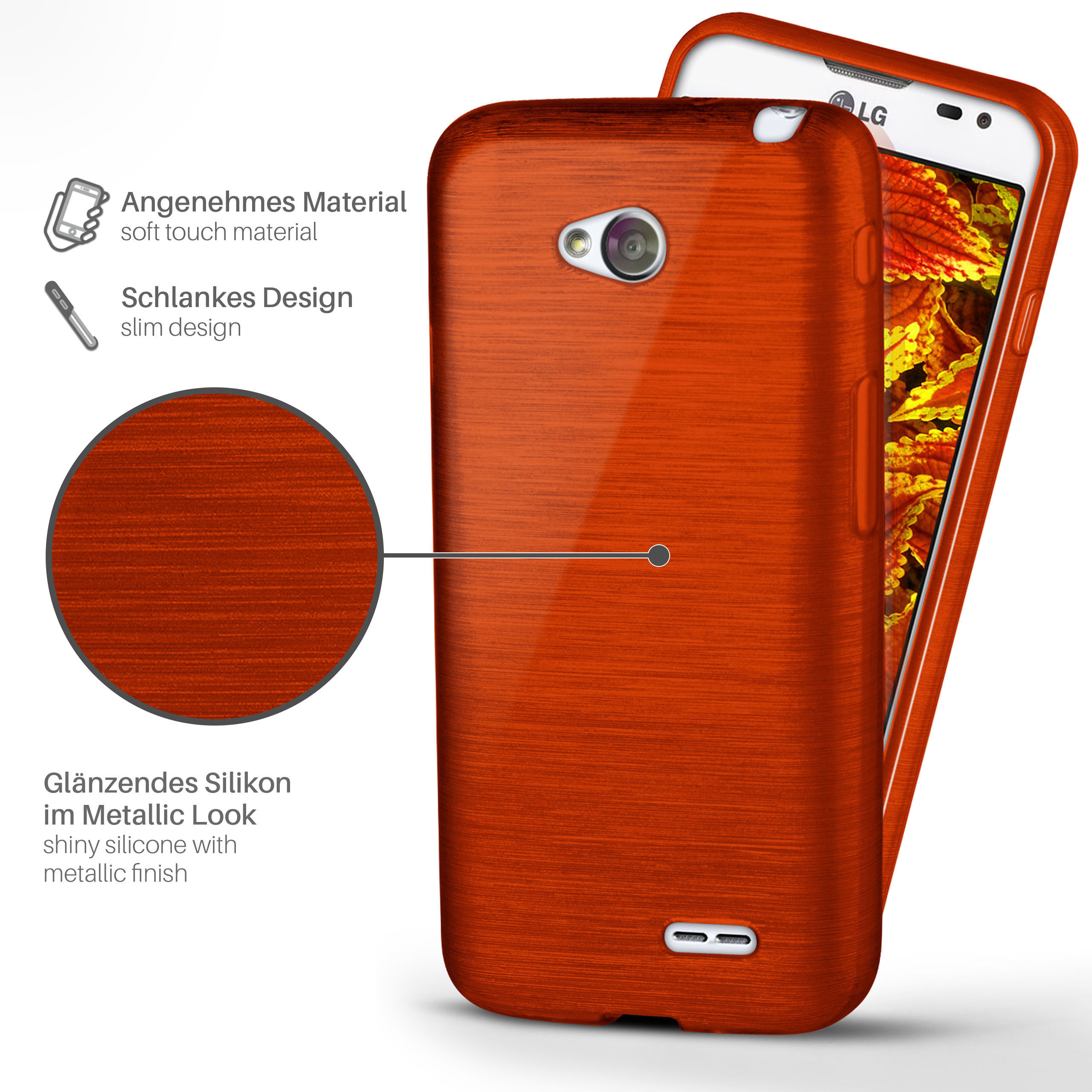 LG, Indian-Red MOEX Case, / Brushed L70 Backcover, L65,