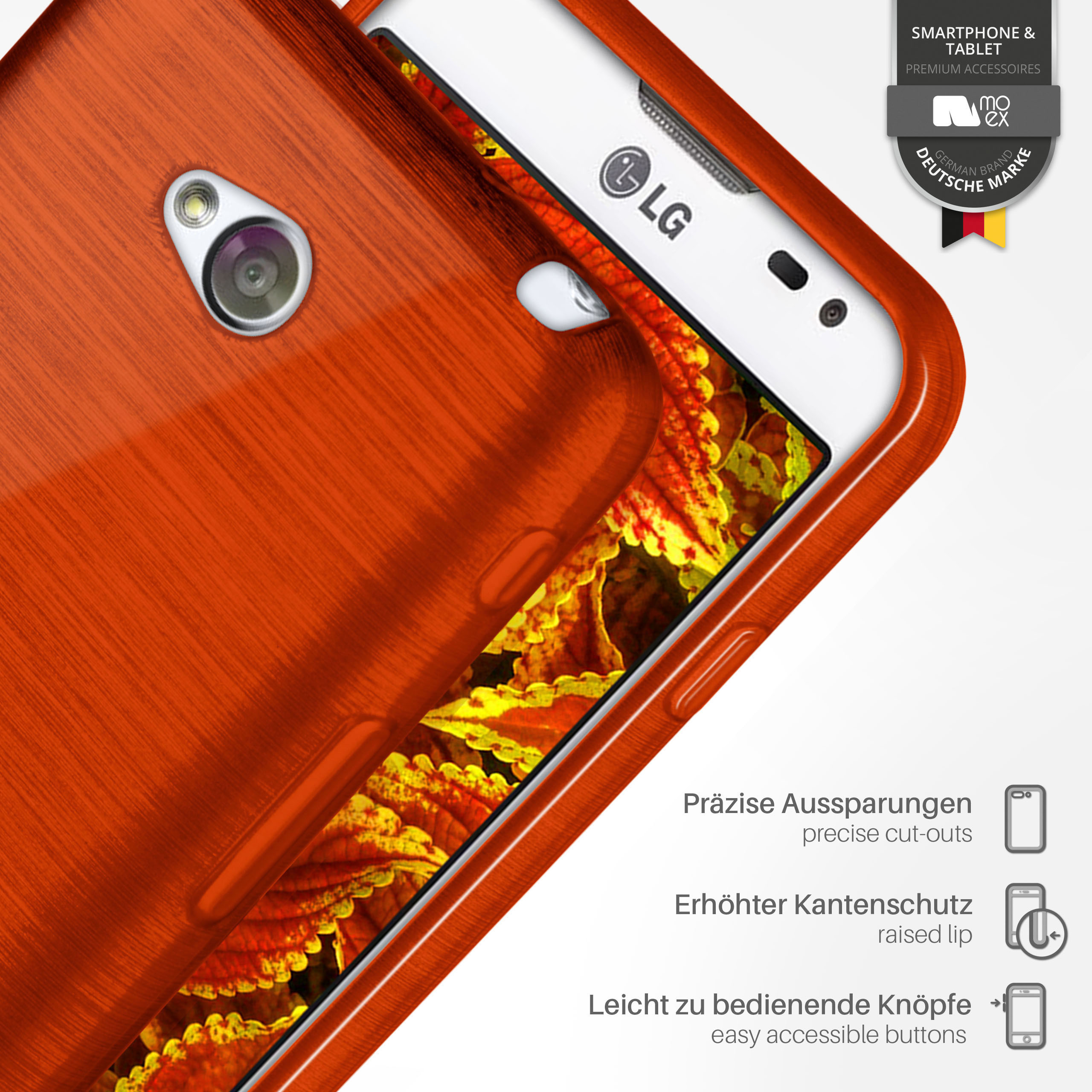 LG, Indian-Red MOEX Case, / Brushed L70 Backcover, L65,