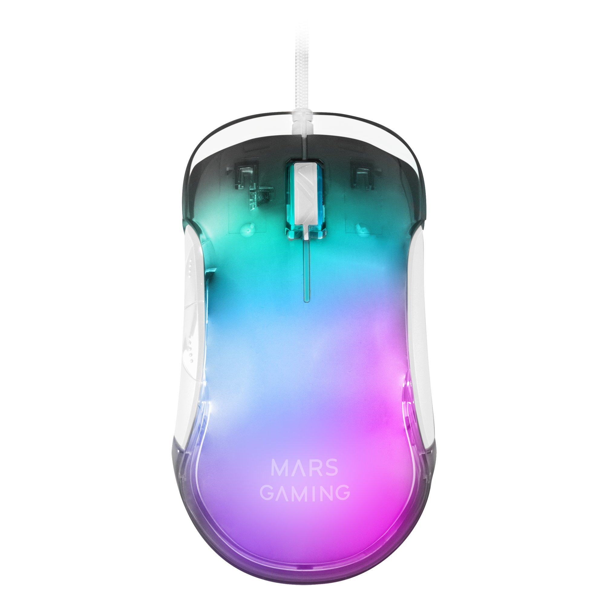 Ratón gaming - MMGLOWW MARS GAMING, Wired, 12800 pppppp, Blanco