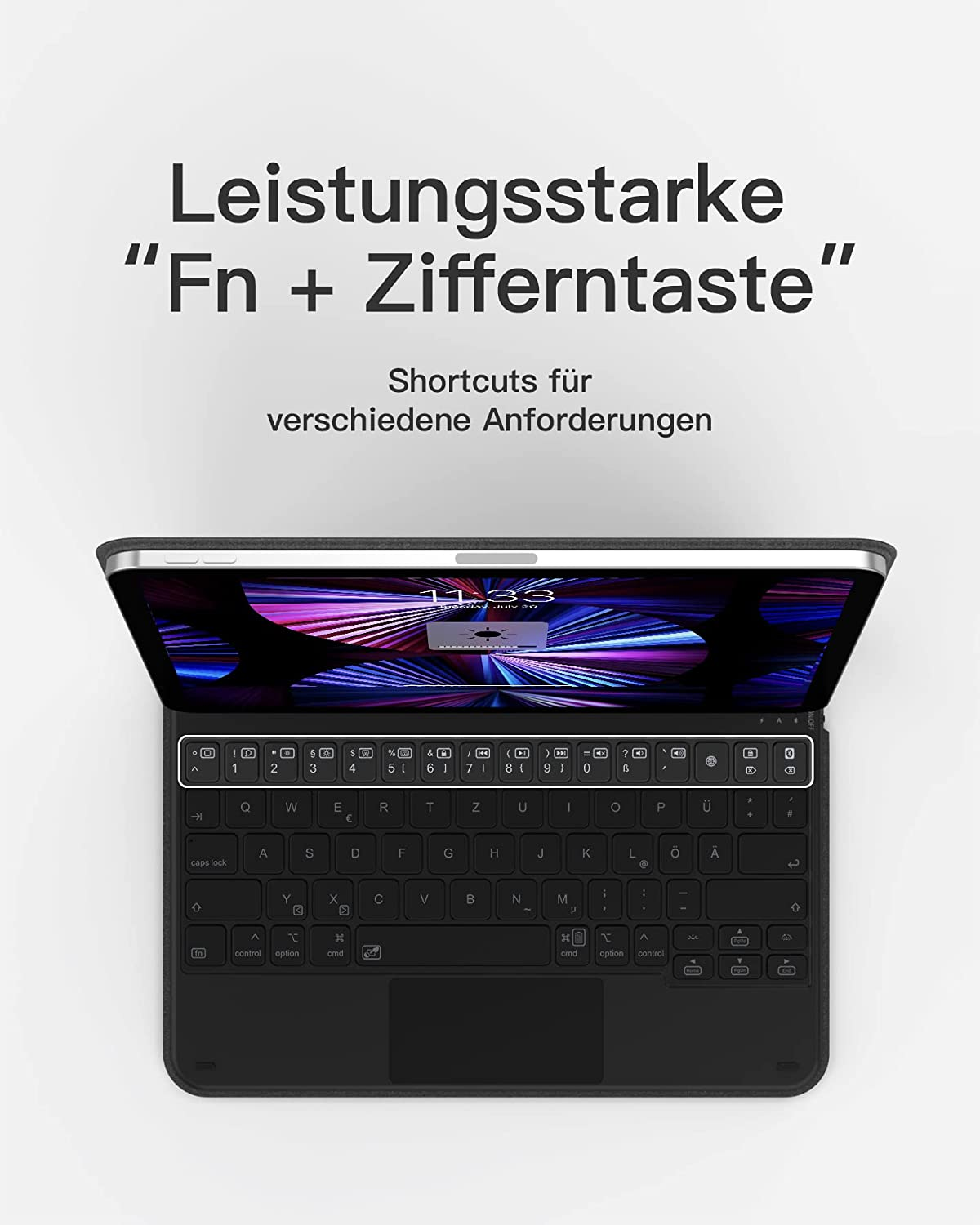OFFICELAB Tastatur für 4/3/2/1 und iPad iPad 4&5 Air Hintergrundbeleuchtung, 7-Farbiger 11\