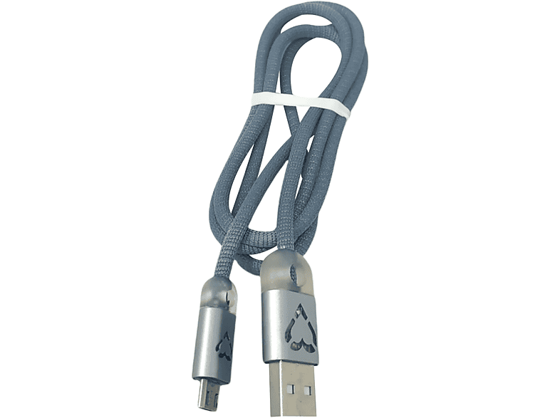 HBASICS Micro USB Meter mit Licht, Nylon Ladekabel, Datenkabel Silberfarbe 1