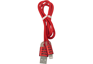 HBASICS Datenkabel iPhone 1 m Nylon mit Licht, Ladekabel, Rot