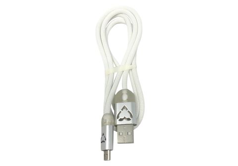 HBASICS Micro USB kabel 1 Meter Nylon mit Licht, Ladekabel, Weiß